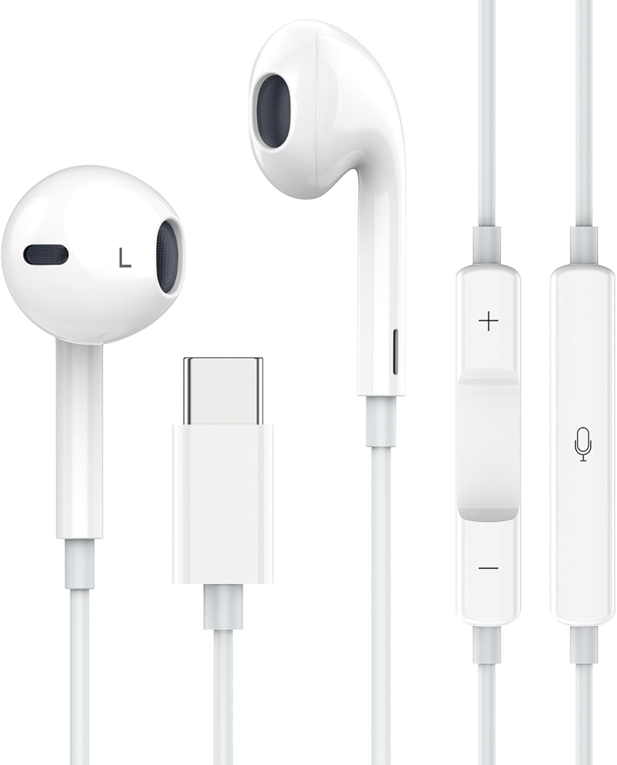 Apple Earbuds with USB C Wired Earphones Noise Canceling Isolating with USB-C Plug (Built-In Microphone & Volume Control) for Phone 15 Android Smartphone and Other USB C Type C Device image number 4