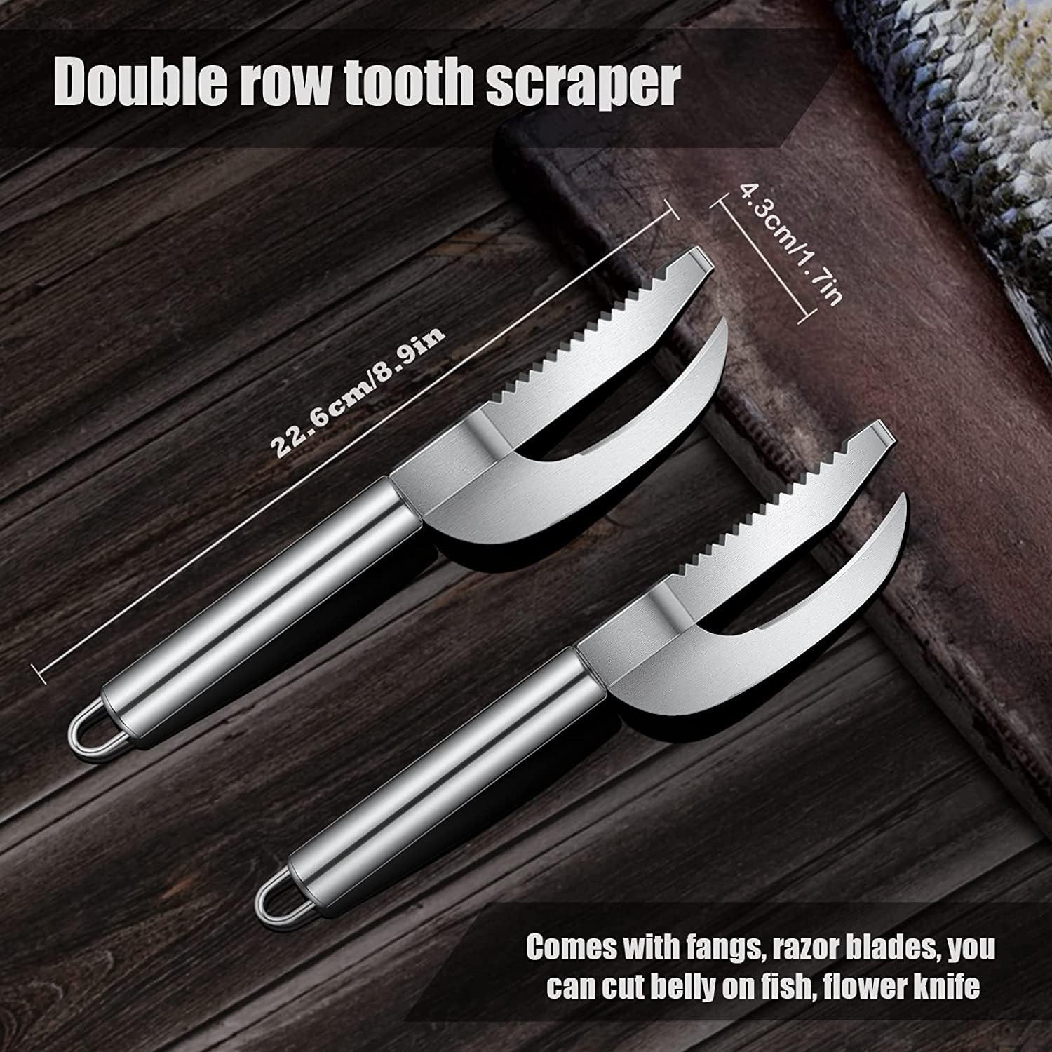 Fish Scale Knife Cut Scrape, 2Pcs Stainless Steel 3 in 1 Fish Maw Knife,3-In-1 Fish Scaler Remover,Multifunction Fish Scale Scraper,3-In-1 Fish Scaler Remover Cutter,Fish Scale Knife Cut Scrape image number 3