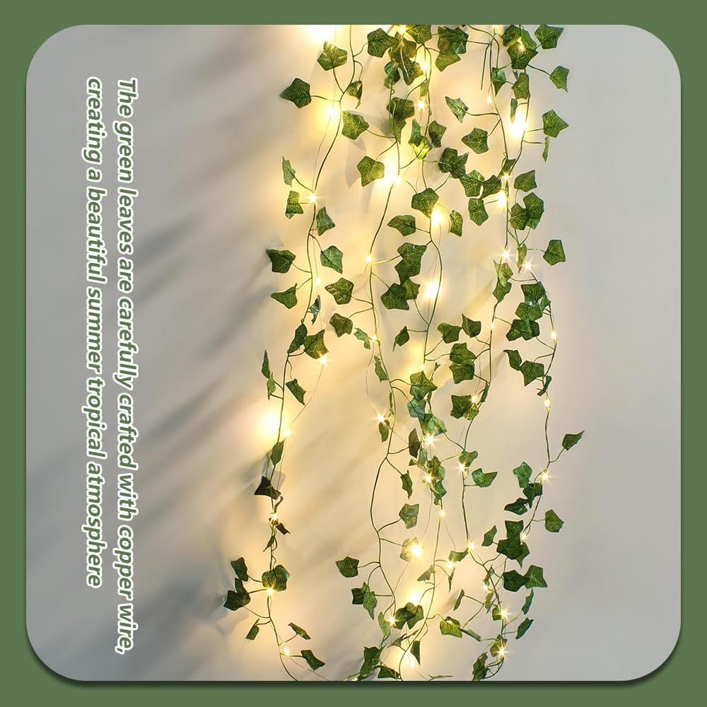 Leaf String Lights,Vine Lights,Fake Green Ivy Vine Fairy Strings Lights for Room Home Bedroom Outdoor Indoor Garden Decor