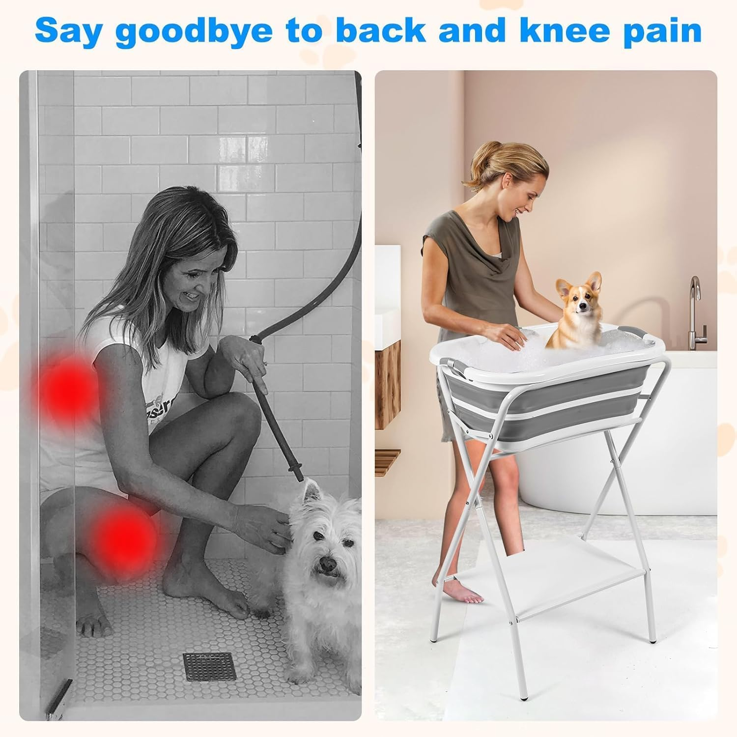 Kitchess Dog Bathtub Foldable, 2-In-1 Dog Washing Station with Collapsible Bath Tub for Dog, Portable Shower Bathtub for Medium Pet, Dogs, Cats Shower and Grooming, Saving Room image number 5