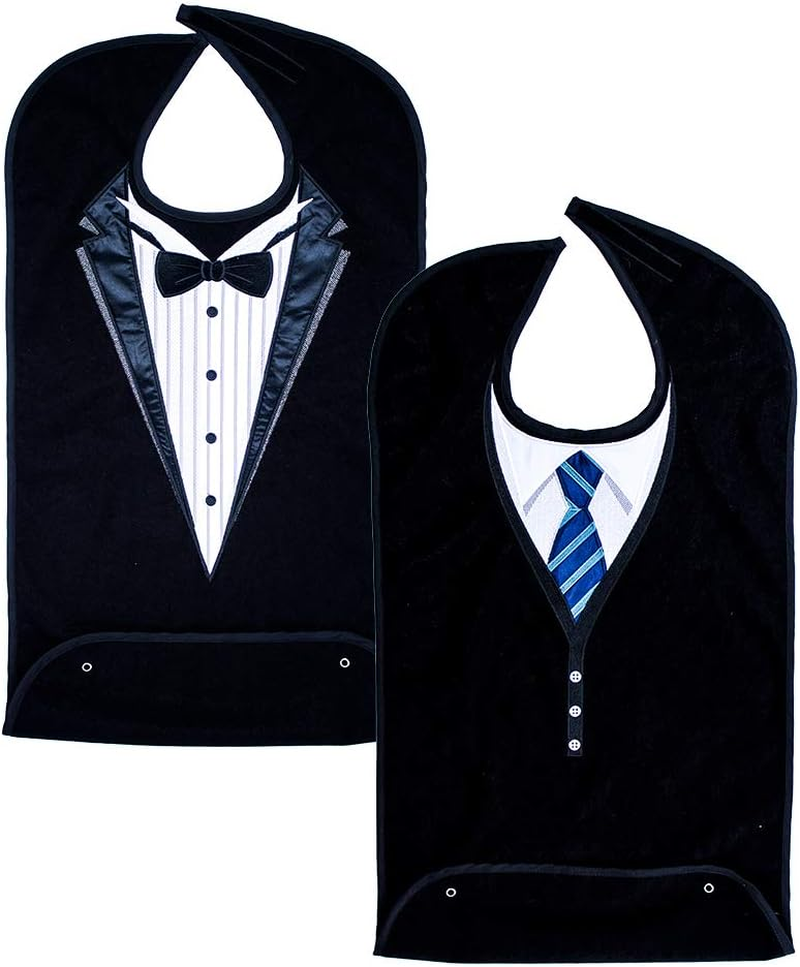 Adult Bib for Men with Embroidered Design. Waterproof, Reusable & Washable