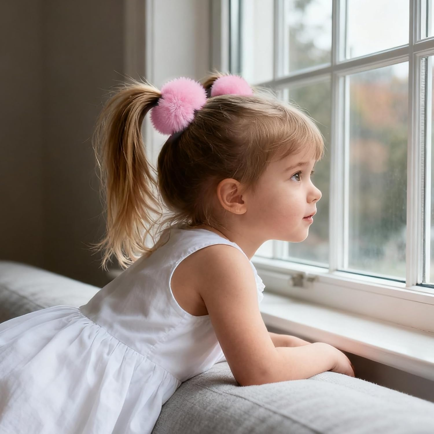 Plush Scrunchie Hair Scrunchie, 2 Pieces Plush Hair Bands, Women'S Pom Pom Headbands, Fluffy Hair Bobbles for Women and Girls image number 3