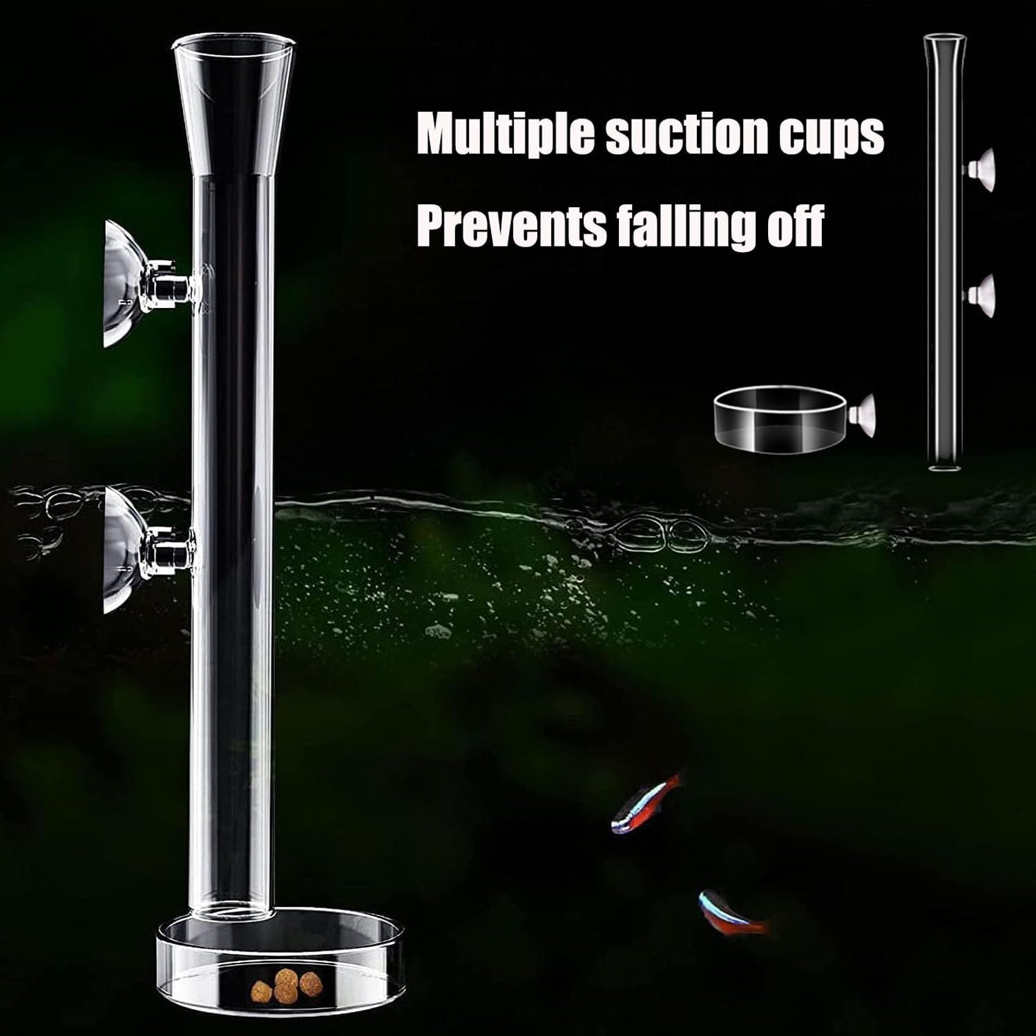 Mtxorvix Shrimp Feeding Tube and Dish, Fish Tank Feeding Ring, Glass Shrimp Feeding Tube and Dish for Aquarium Shrimp, Fish Tank Shrimp Feeder with Glass Bowl and Suction Cups (25CM) image number 4