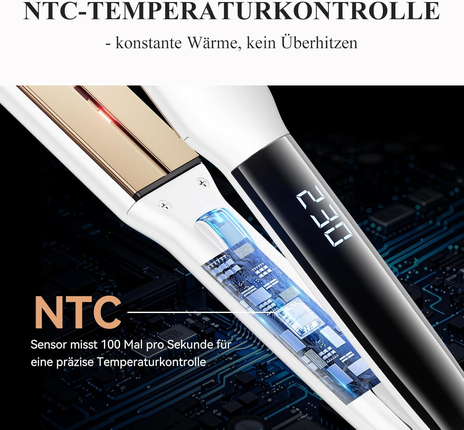 ANLAN Hair Straightener and Curler 2-In-1 Professional Ion Hair Straightener Anti-Static Infrared Hair Straightener for Smooth Shiny Hair Professional Results 150-230&deg;C Ceramic Coating LCD Display image number 5