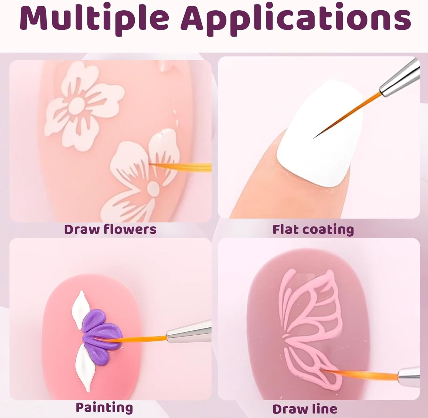 Nail Art Brush Set with 15 Precision Brushes and Blending Palette Black image number 6