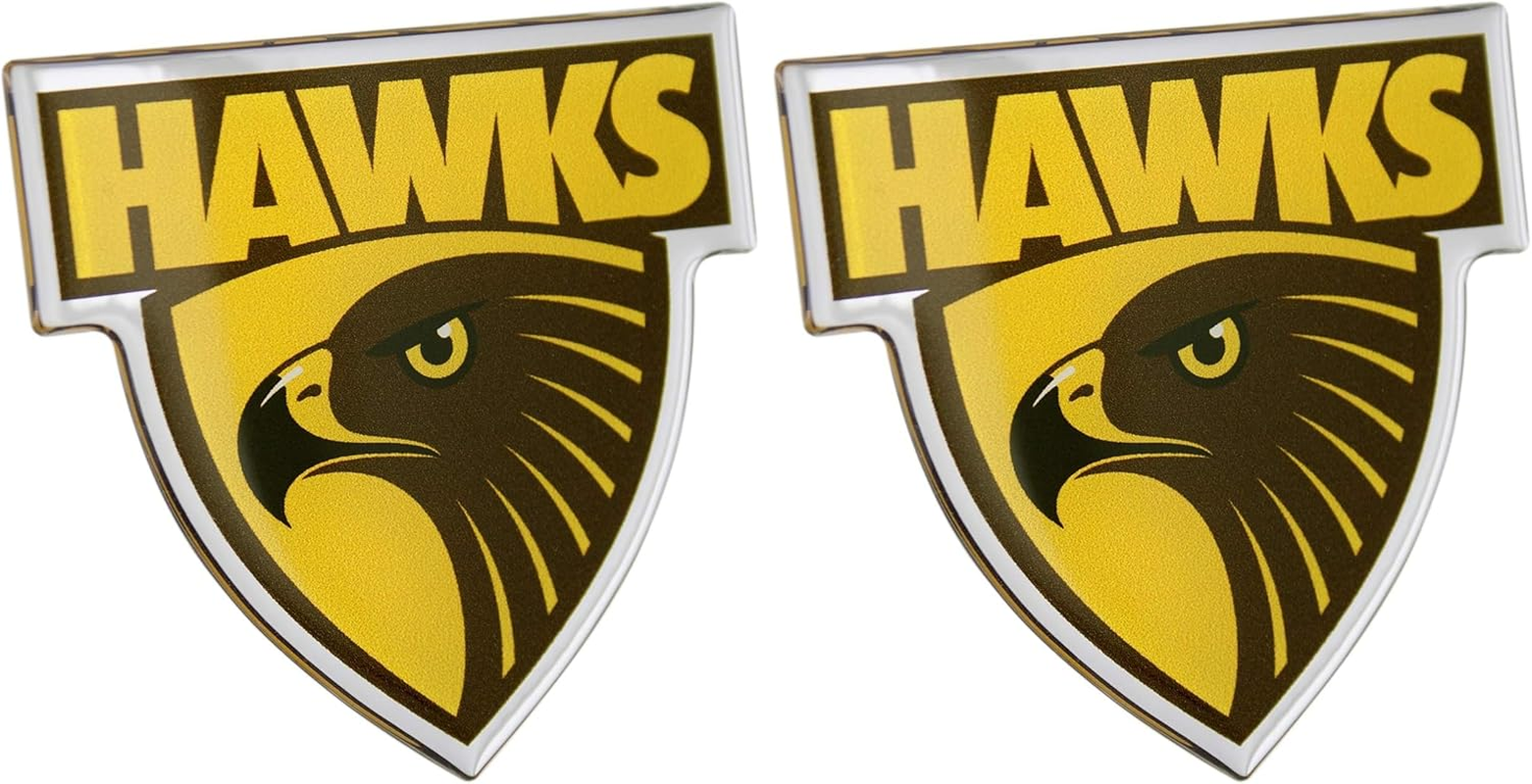 Fan Emblems Hawthorn Hawks Lensed Chrome AFL Supporter Logo - Pack Of 2
