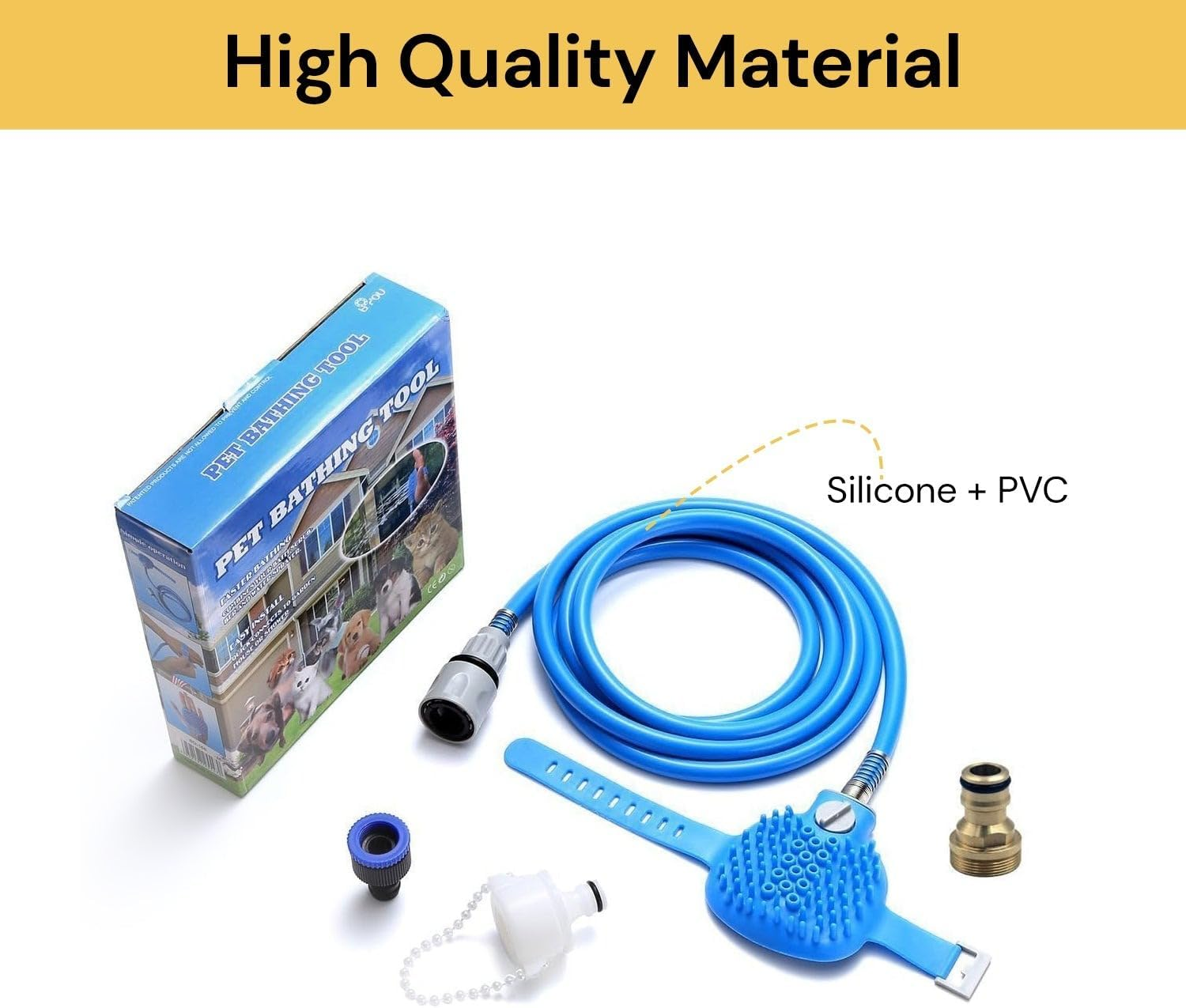 EZONEDEAL Dog Bath Brush Pro - Sprayer and Scrubber Tool in One - Indoor/Outdoor Dog Bath Supplies - Pet Grooming for Dogs with Long and Short Hair - Dog Washing Brush Hose and Dog Shower Attachment image number 2