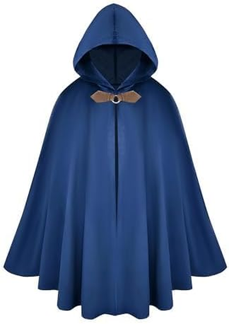 Renaissance Hooded Cloak Medieval Velvet Cape with Hood Men Women Capelet for Hobbit Halloween Costume