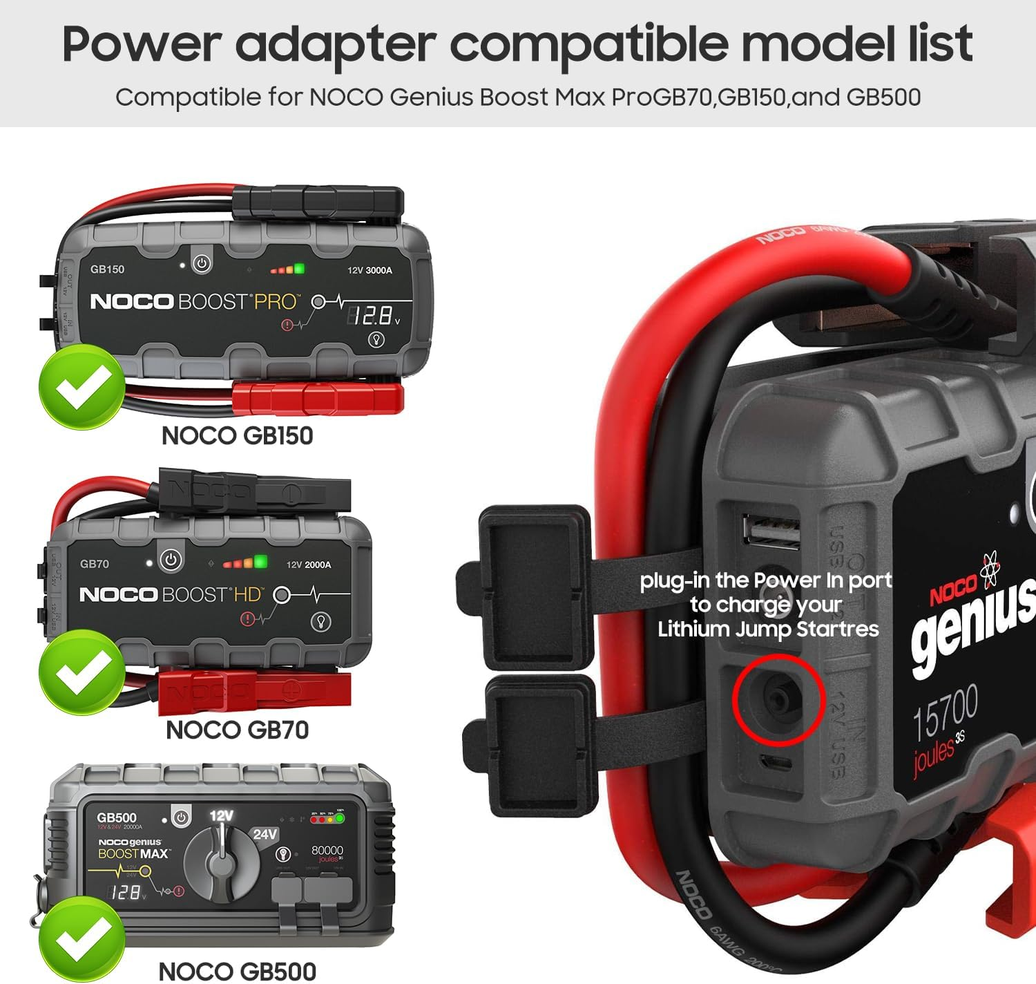 KFD 56W 14V AC Power Adapter Compatible with NOCO GB70 GB150 GB500 Genius Boost Ultra Safe Lithium Jump Starter Battery XGC4 XGC Output Power Supply 56-Watt Charger (NOT 5V) image number 6
