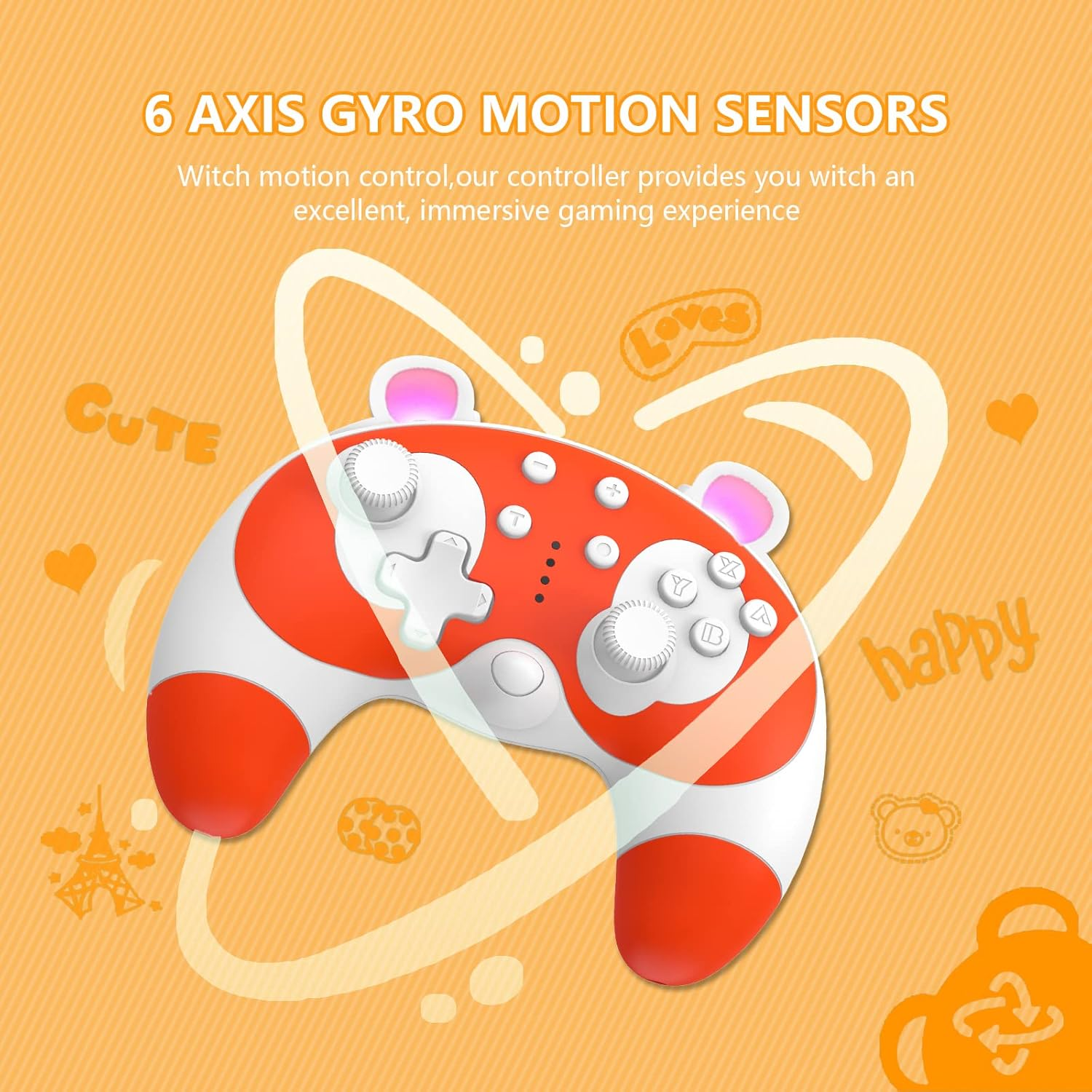 DYONDER Switch Pro Controller for Switch/Lite/Oled, Mini Wireless PC Gaming Controllers for Kids(Yellow)