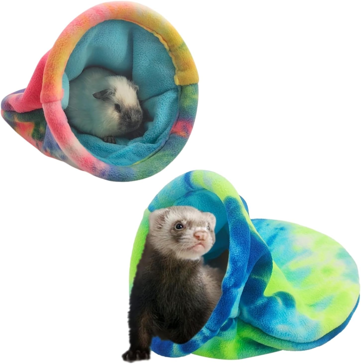 2 Pack Guinea Pig Snuggle Sack Soft Fleece Large Hideout Ferret Cozy Cave Hamster Sleeping Bag Small Animal Bed for Rabbit Bunny Chinchillas Rat Squirrel Hedgehog Cage Accessories (2 Pack, Large)