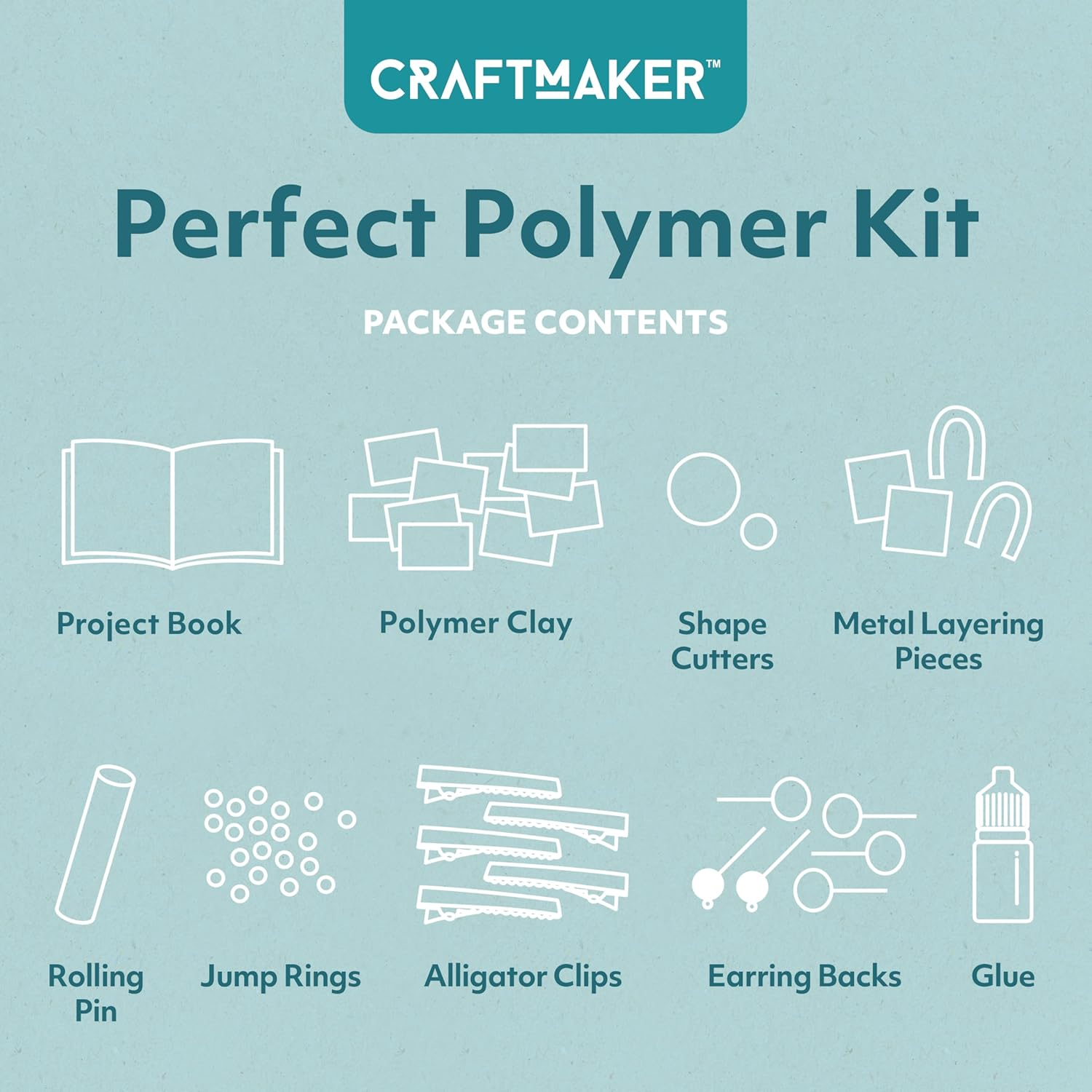 Craft Maker Deluxe Perfect Polymer Kit - DIY Jewelry Making for Adults - Clay and Tools Included - Step-By-Step Projects - Creative Arts and Crafts