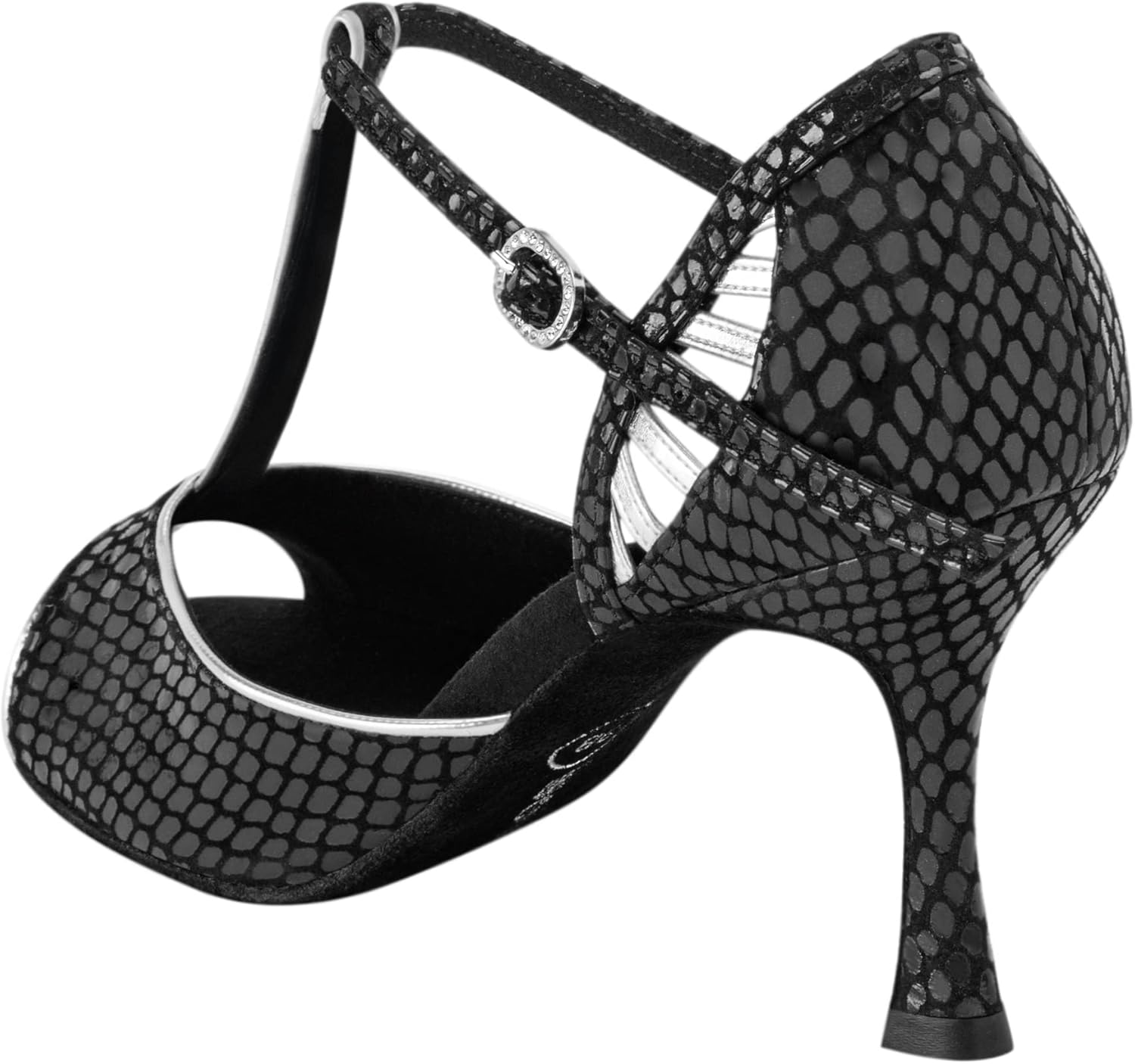 Rummos Valentina Women'S Dance Shoes - Leather Black/Silver - Medium (Normal) - 7 Cm Flare Heel - Made in Portugal, Black Silver image number 6