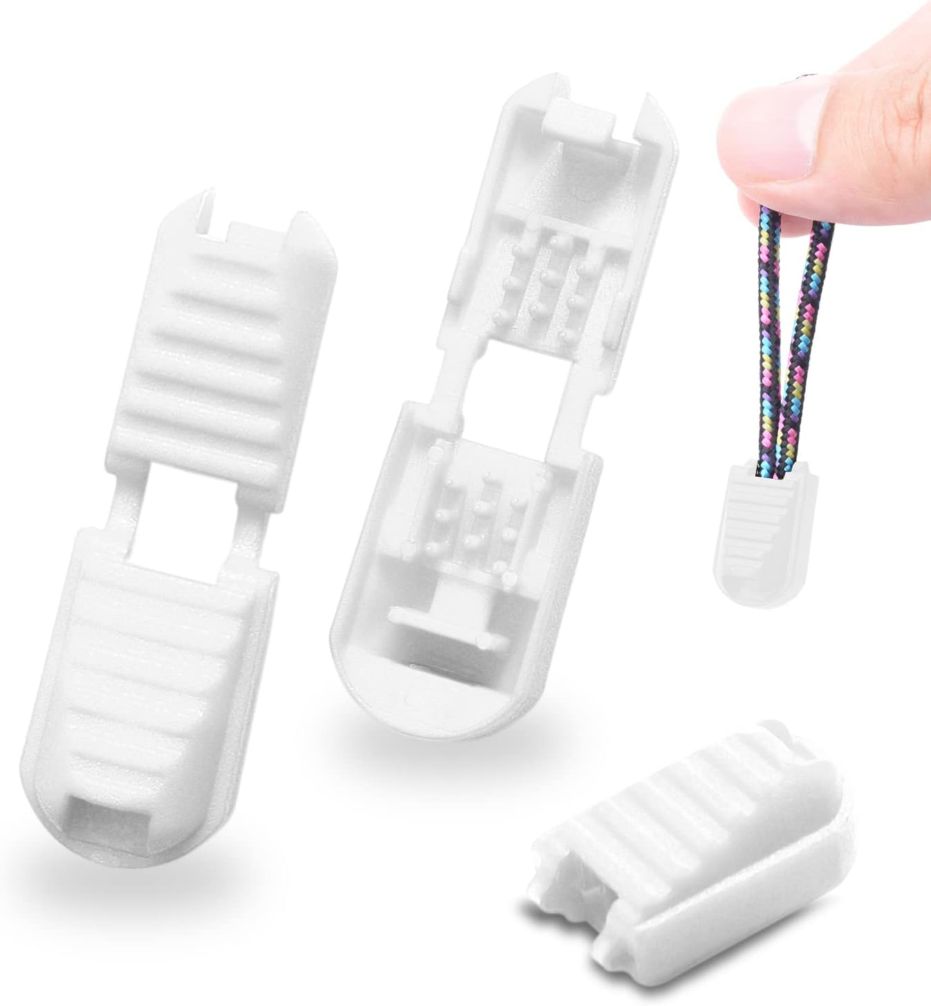 25 Pack Zipper Pull Tabs Cord Ends Tips Shoe Lace End Clips Cord Lock for Paracord Molle Backpack Quick No Tied Shoelace Triathlon Marathon Running Shoe image number 4