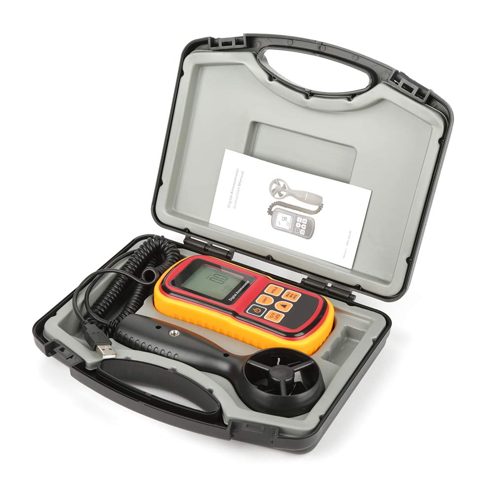 Cryfokt Digital Anemometer, Handheld Wind Speed Meter Air Tester with 12 Levels Air Speed Indication, LCD Display Wind-Speed Meter for Measuring Wind Temperature, ℃/℉