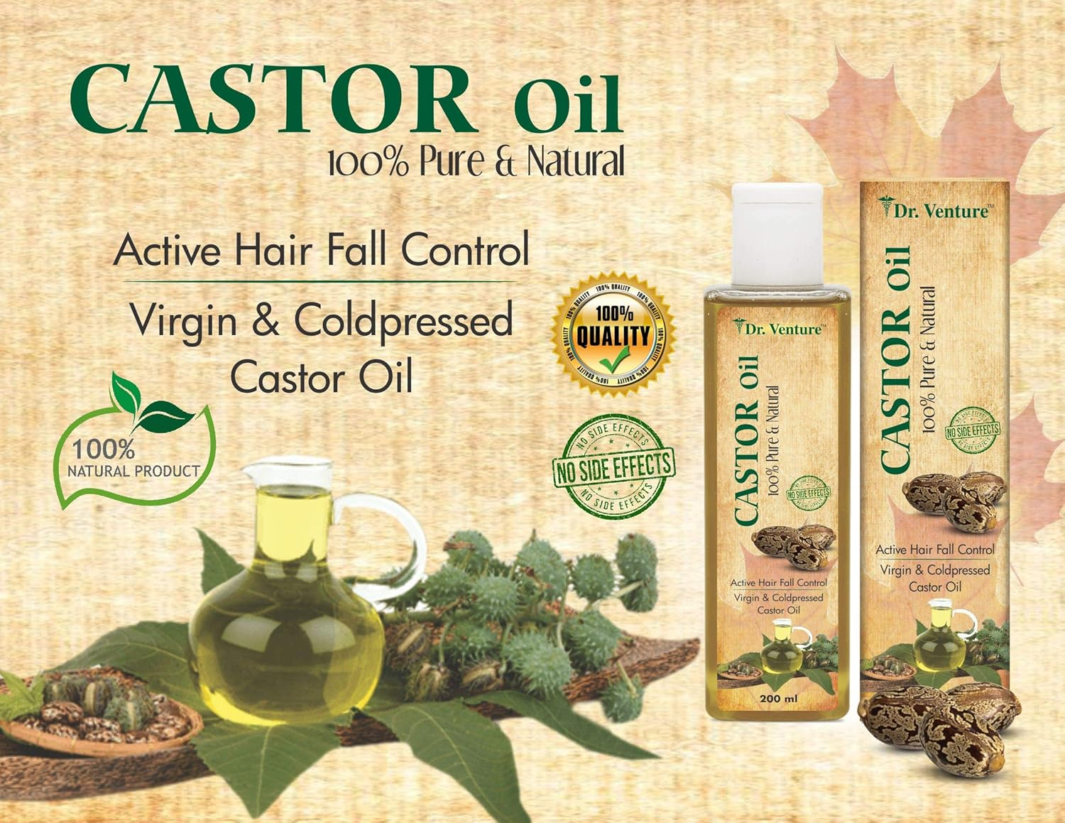 Dr. Venture Pure & Natural Premium Cold Pressed Castor Oil, 200 Ml Pack of 1 image number 2