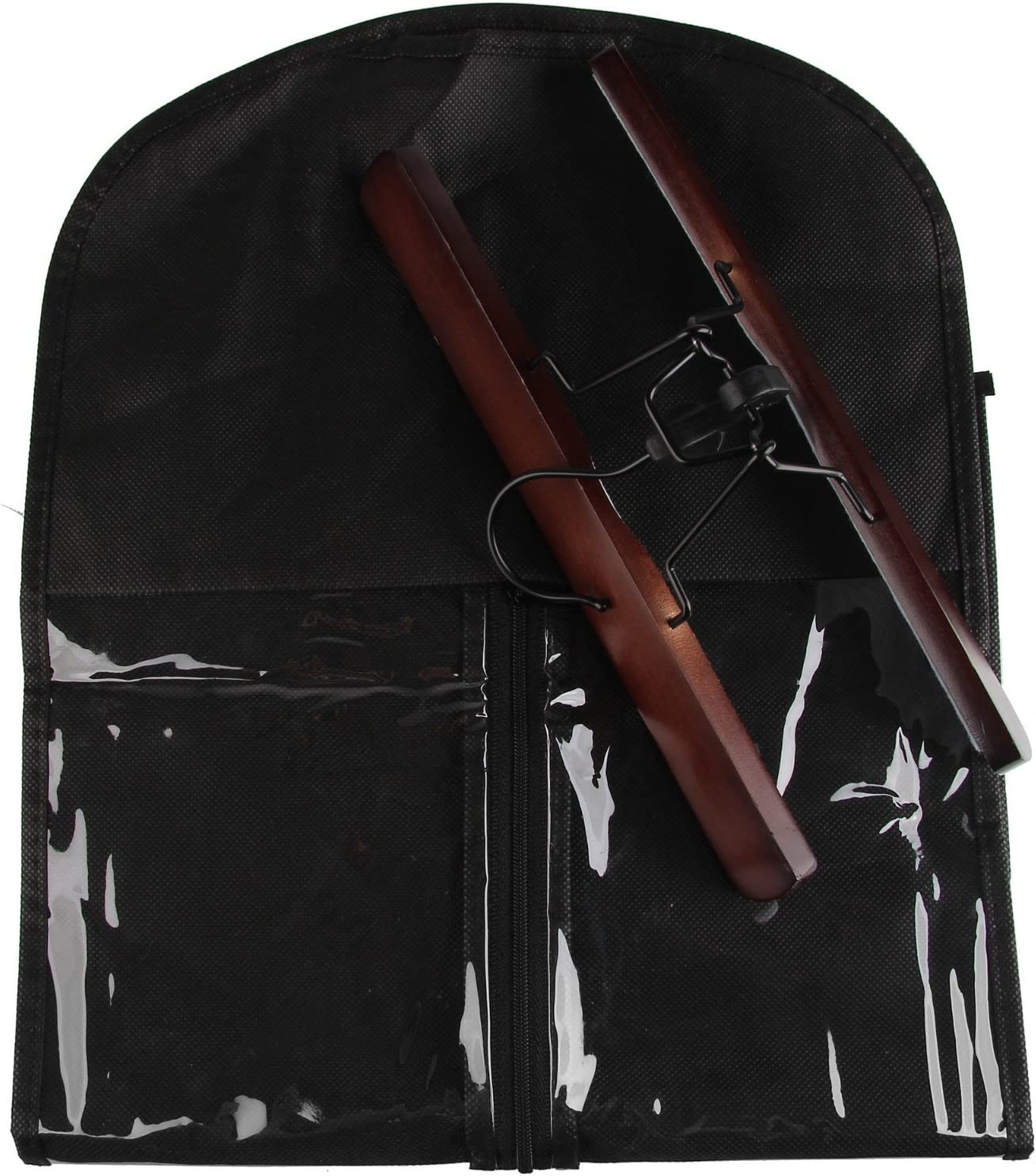 Beauty7 Black Hair Extension Hanger Storage Virgin Hair Extension Clips Protection Waterproof Dustproof Suit Case Bag with Wooden Stainless Steel Hanger Wig Holder image number 1