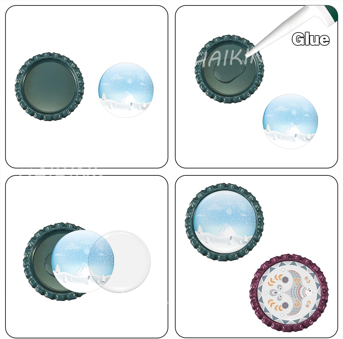 HAIKING Epoxy Resin Stickers, 60 PCS Clear round Dome Stickers for Bottle Cap, Pendant, Jewelry, Art Craft (25 Mm/1 In) image number 1