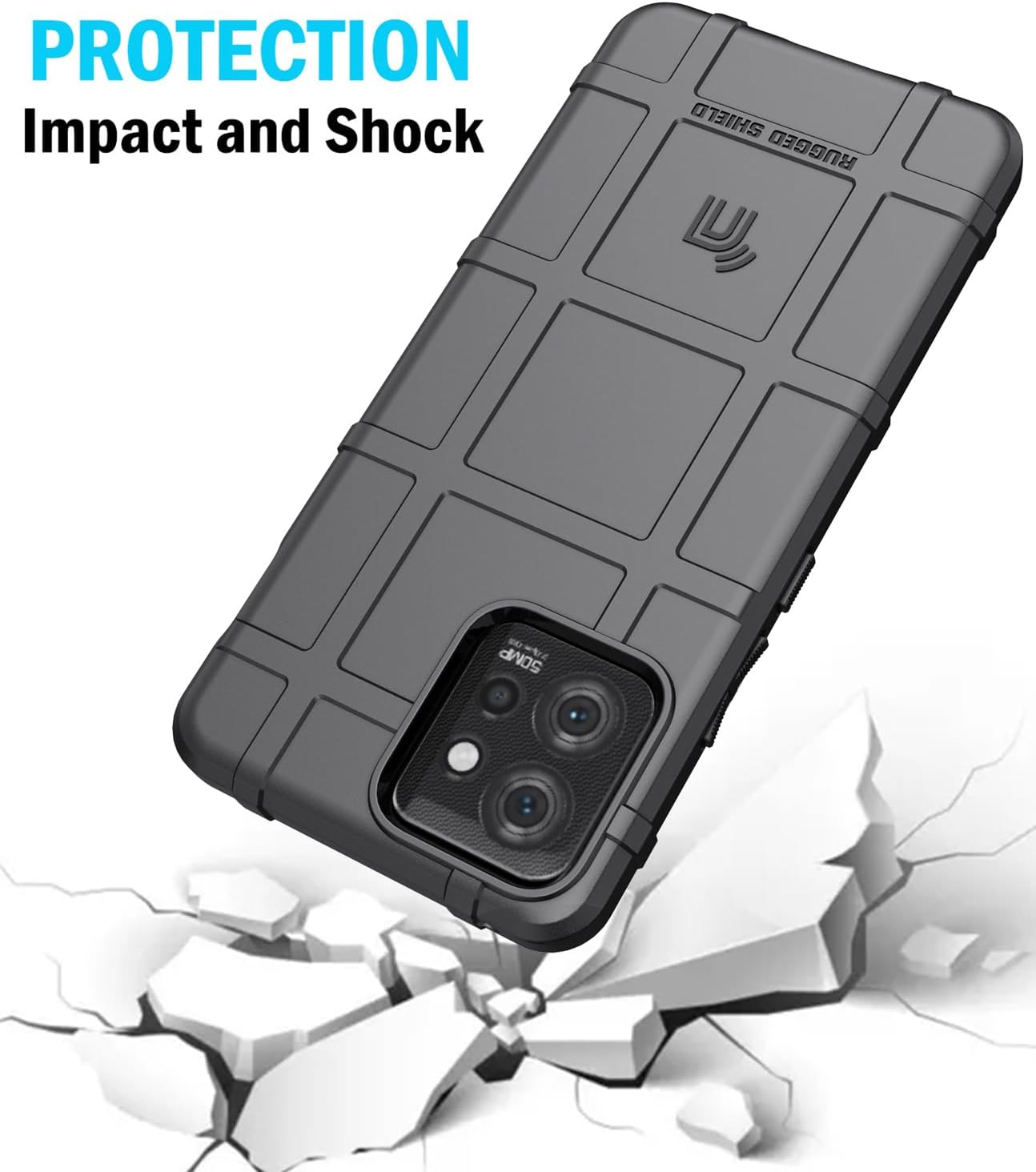 Nakedcellphone Case for Motorola Thinkphone (2023), Special Ops Tactical Armor Rugged Shield Protective Cover [Anti-Fingerprint, Matte Grip Texture] - Black - Carbon Fiber image number 2