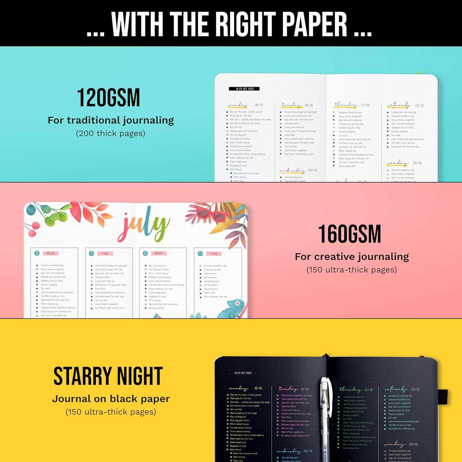 A5 Bullet Dotted Journal Notebook by STM | Thick Bleedproof 160Gsm Paper, 150 Pages | Lay Flat Vegan Leather Hardcover | 2 Bookmarks, Printed Page Numbers | Black Pen | 5.75 X 8.5 in | Bottle Green image number 5