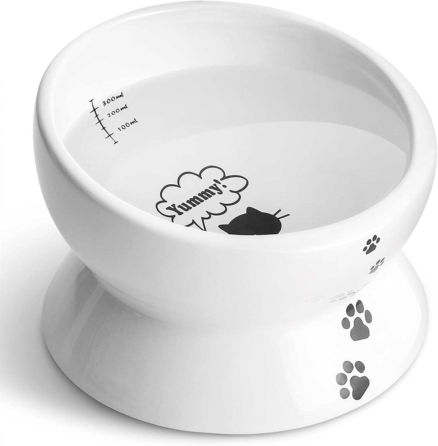 Y YHY Elevated Cat Food Bowl, Raised Pet Food and Water Bowl, Ceramic, 15Oz