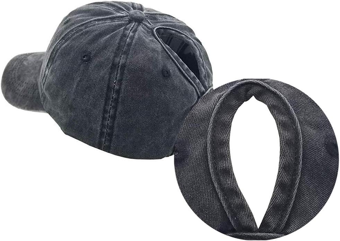 Eohak Ponytail Baseball Hat Distressed Retro Washed Womens Twill image number 4