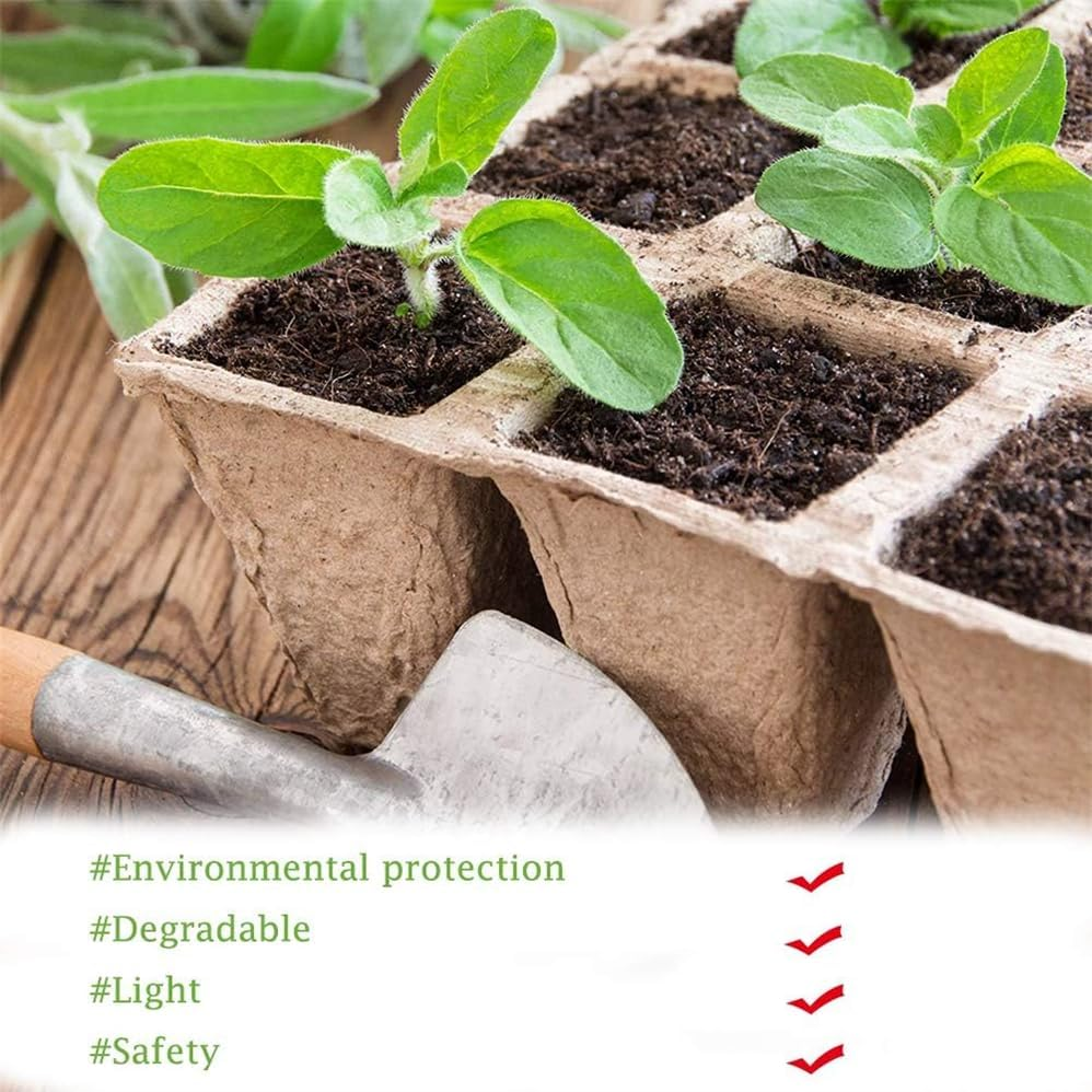 50 PCS 12 Grids Seed Trays,Cells Biodegradable Peat Pots Seedling Germination Trays,Peat Pots Seedling Pots Biodegradable,Pulp Germination Trays,Biodegradable Peat Pots for Seedling image number 1