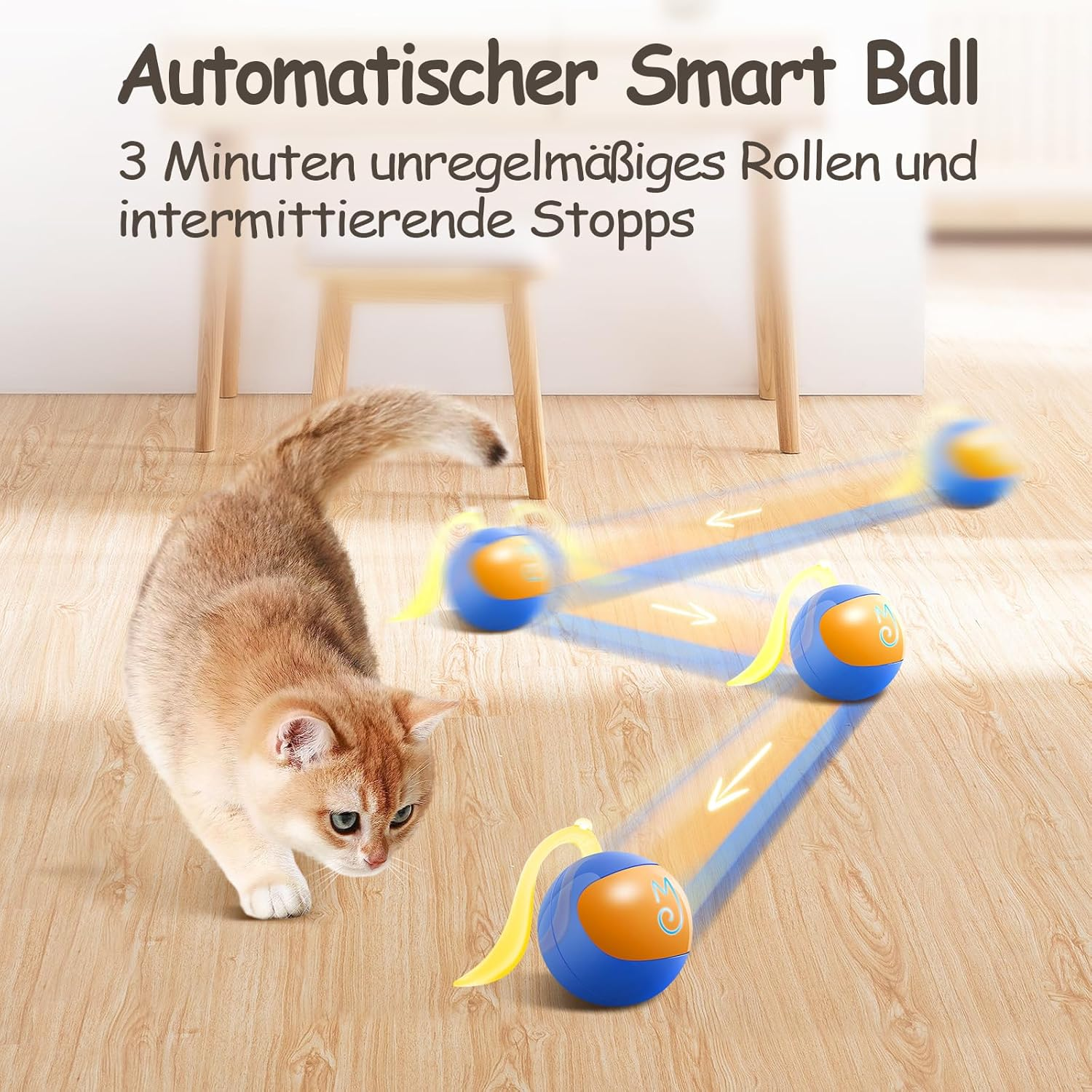 Migipaws Interactive Cat Toy Set, Fun Tracker, Electric Moving Ball Hides in Bag, Enjoy Hunting Fun (Blue) image number 5