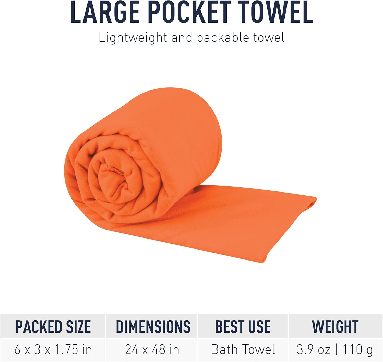 Sea to Summit Pocket Towel, Outback Orange, Large image number 2