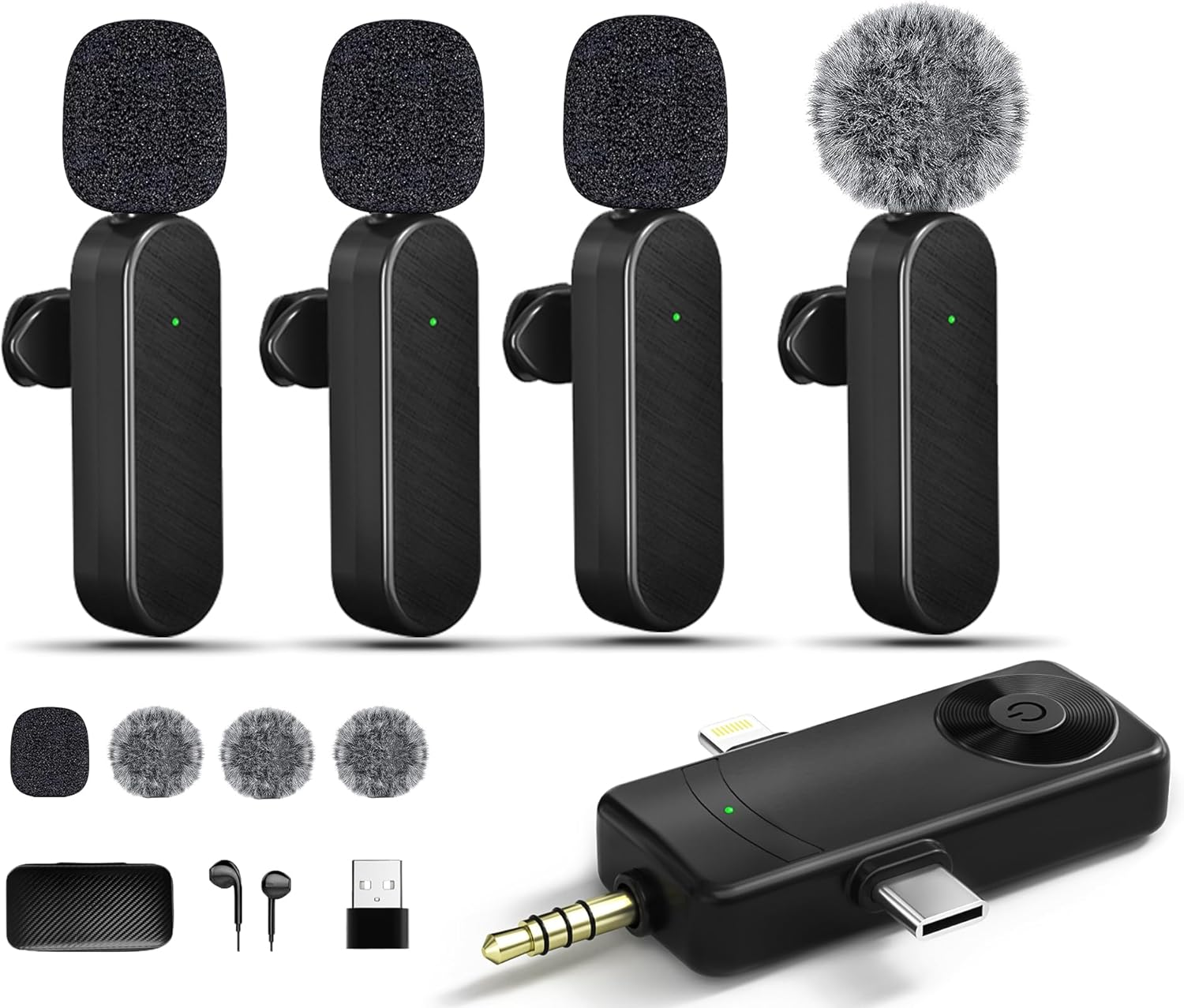 Wireless Lavailer Microphones for Android Iphone Ipad Laptop & Camera, USB-C, Wireless Mini Microphone for Video Recording, Vlog, Youtube, Tiktok