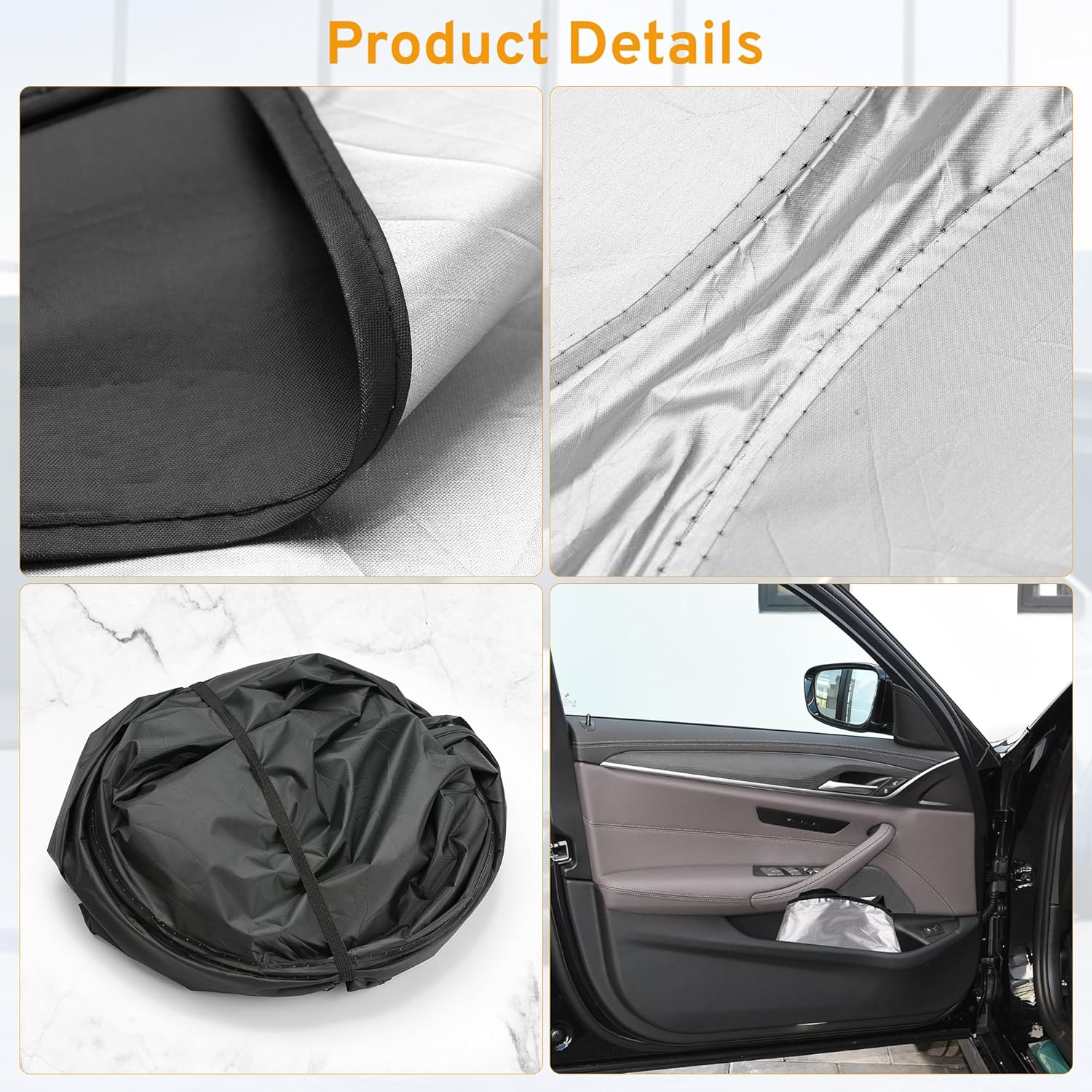 XHRING Windshield Sun Shade for Audi A4 A5 A6 A7 A8 Q3 Q5 Q7 Q8 S6 S7 S8 Accessories, Car Front Window Sunshade Sun Visor Shield for Audi RS5 RS7 2013-2024 Sun Protection image number 4