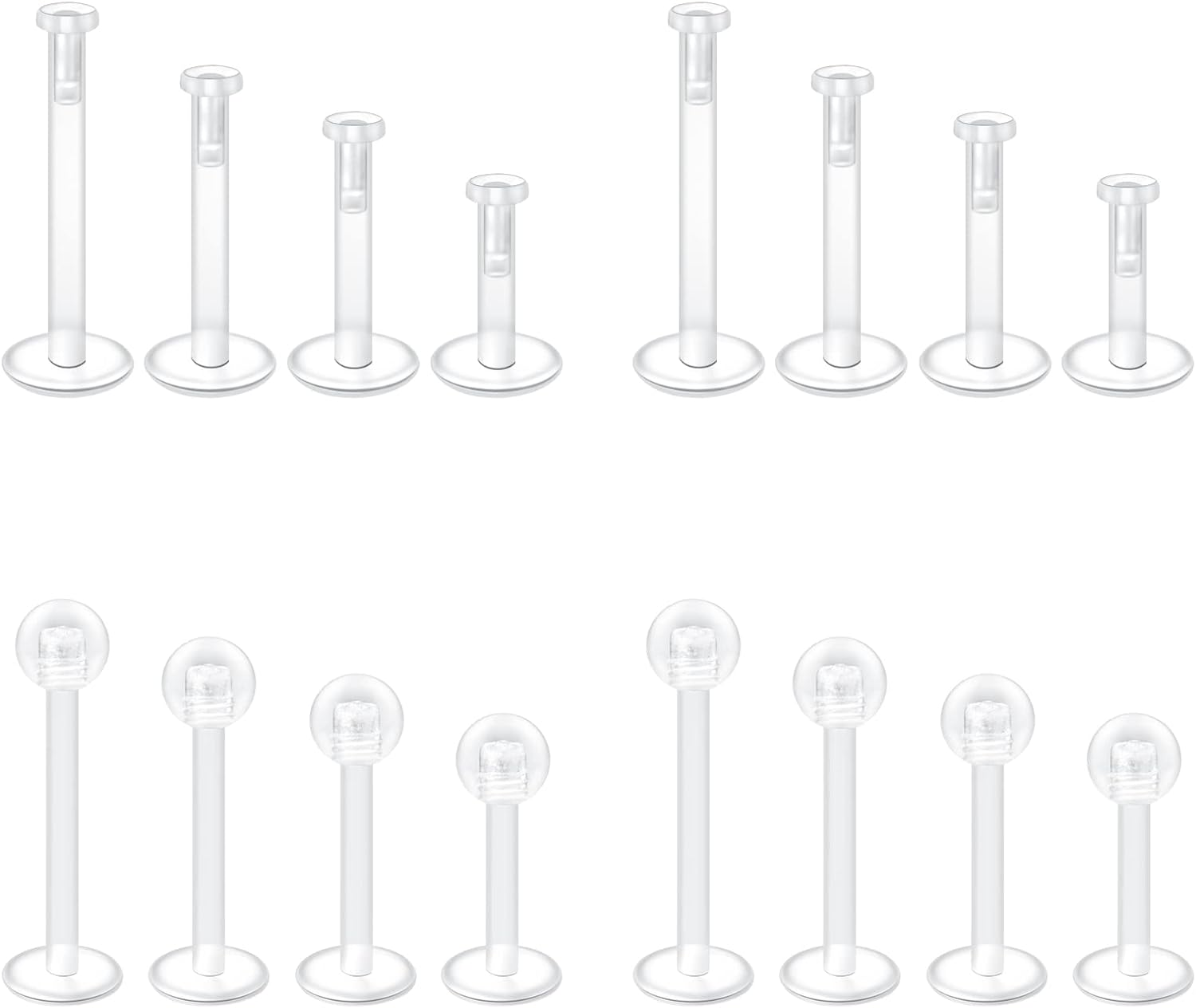 Mayhoop 38Pcs Clear Piercing Retainers for Surgery Bioflex Nose Rings Belly Rings Septum Eyebrow Lip Cartilage Tragus Earring Retainer Industrial Bar Plastic Piercing Jewelry for Work image number 1