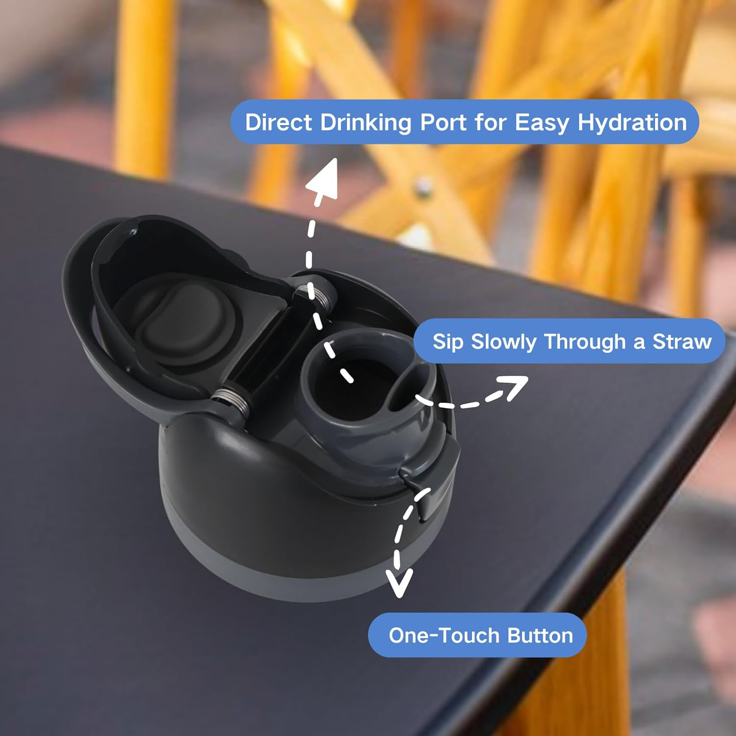 Replacement Lid for Owala Freesip, One Button Water Bottle Top Replacement Cap Compatible with Owala Cup 16Oz 24Oz 32Oz 40Oz, No Leakage Replacement Accessory for Owala Freesip (Black) image number 2