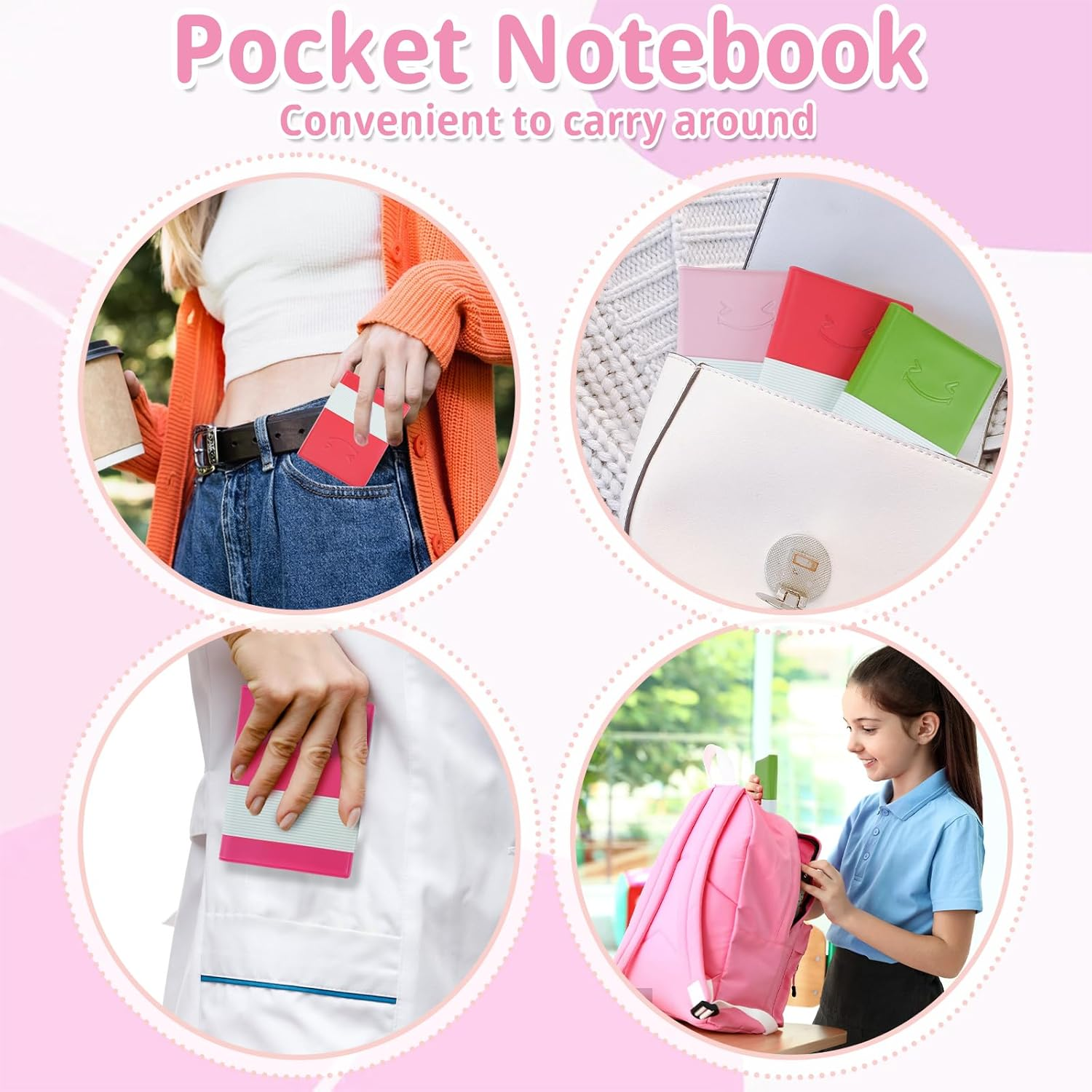 12 Pack Small Pocket Notebook, Mini Diary Notepad Memo Book with PU Leather Softcover, Portable Journal Note Book for School Office Supplies for Students Kids image number 3