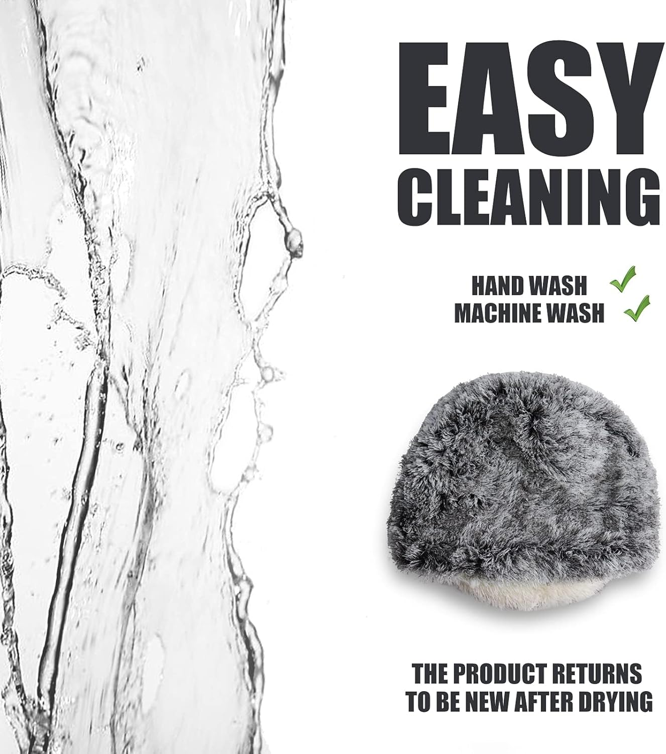 Cat Bed round Plush Fluffy Hooded Cat Bed Cave, Cozy for Indoor Cats or Small Dog Beds, Soothing Pet Beds Doughnut Calm Anti-Nxiety Dog Bed - Waterproof Bottom Washable (Grey, 60Cm)