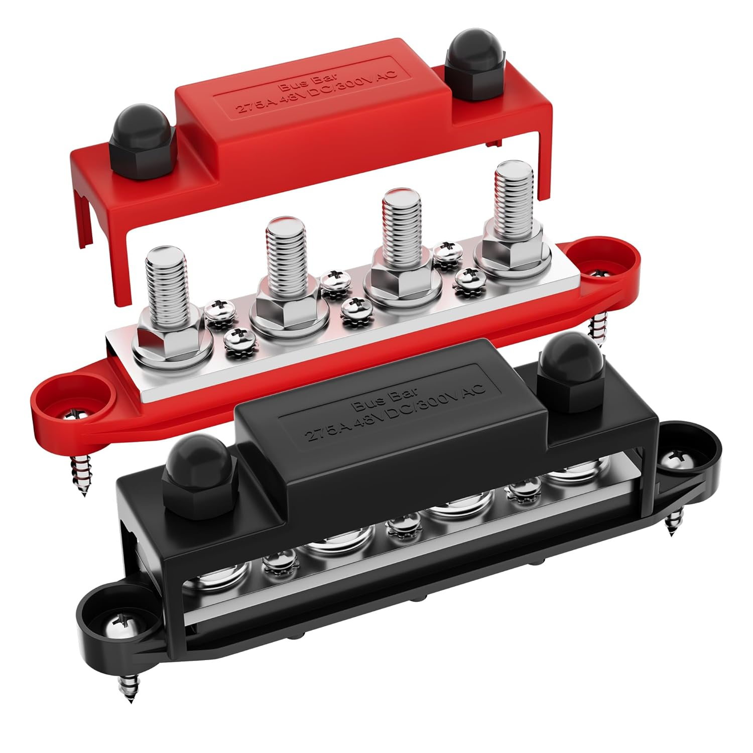 400A Bus Bar 12V Power Distribution Block 6 X 5/16" (M8) Terminal Studs 12 Volt Marine Bus Bar Positive & Negative for Boat Automotive Solar System
