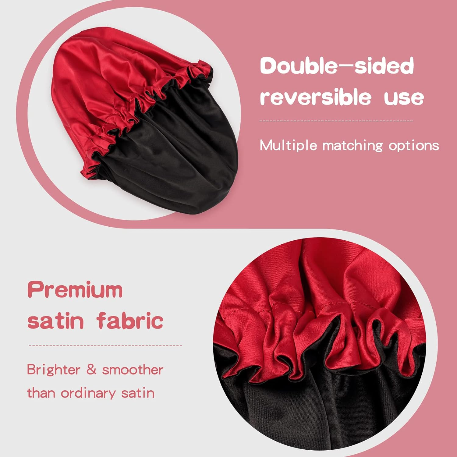 Fittia Small Bonnet for Men Sleeping: Reversible for Short Hair, Silky Satin Bonnet for No Frizzy Curls, Adjustable Non Slip image number 6