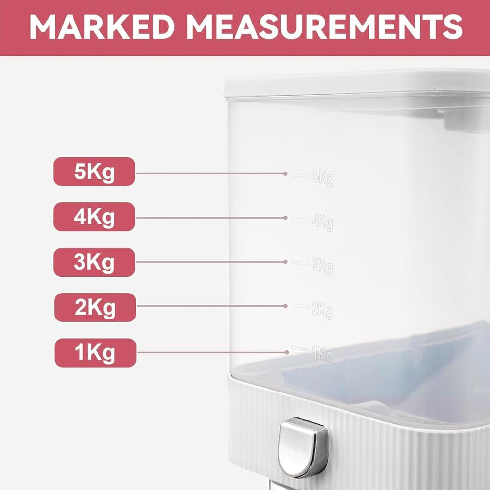 Rice Dispenser, Cereal Snack Storage Container Bucket with Large Measuring Cylinder Rice Cup for Home Kitchen Food Sealed Storage to Preserve Rice, Soybeans and Sugar Etc (Medium) image number 4