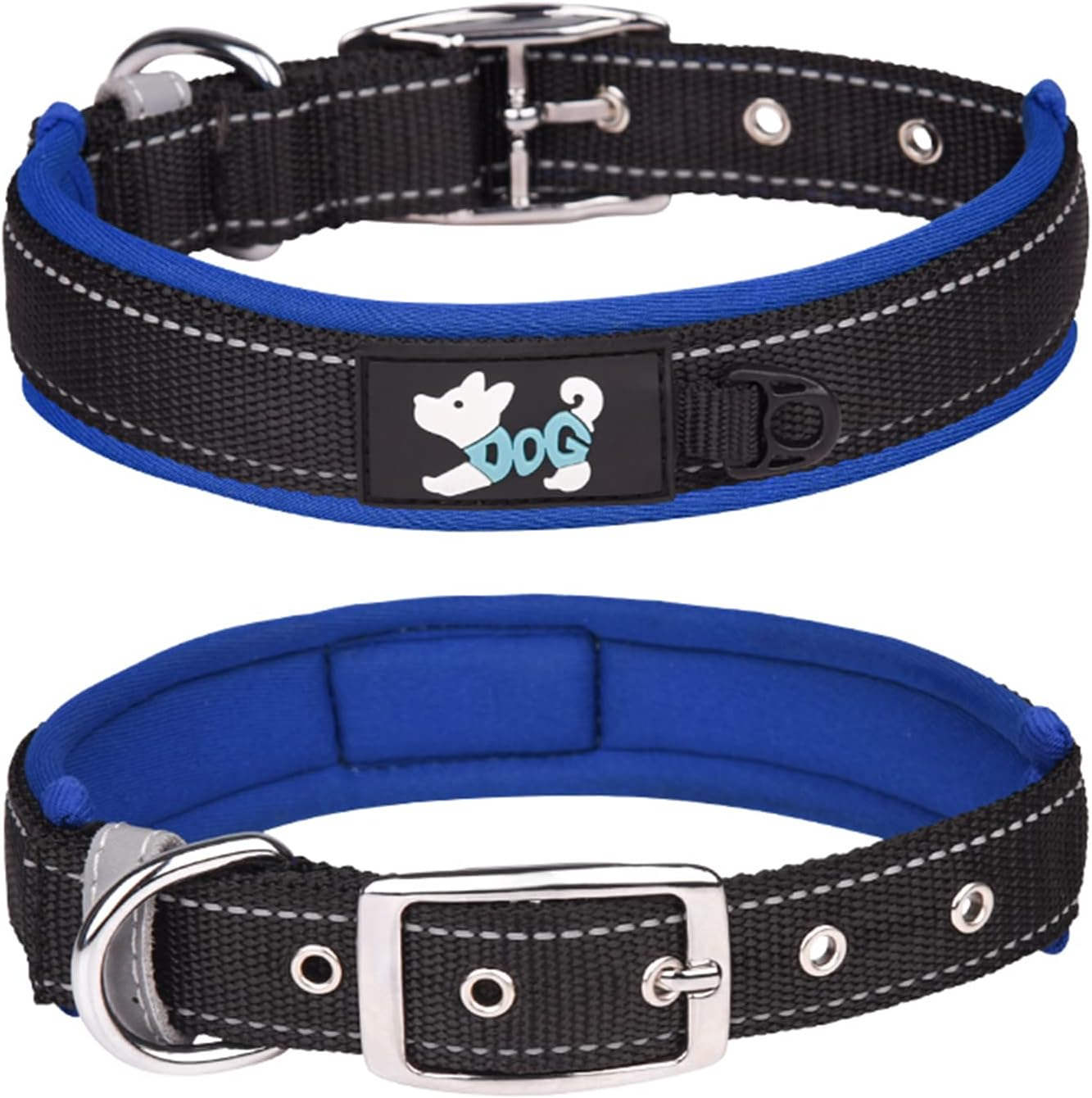 Haoyueer Comfortable Soft Neoprene Padded Dog Collar, Reflective Pet Collar, Adjustable Durable Nylon Dog Collar for All Breeds Large Dogs (S, Pink)