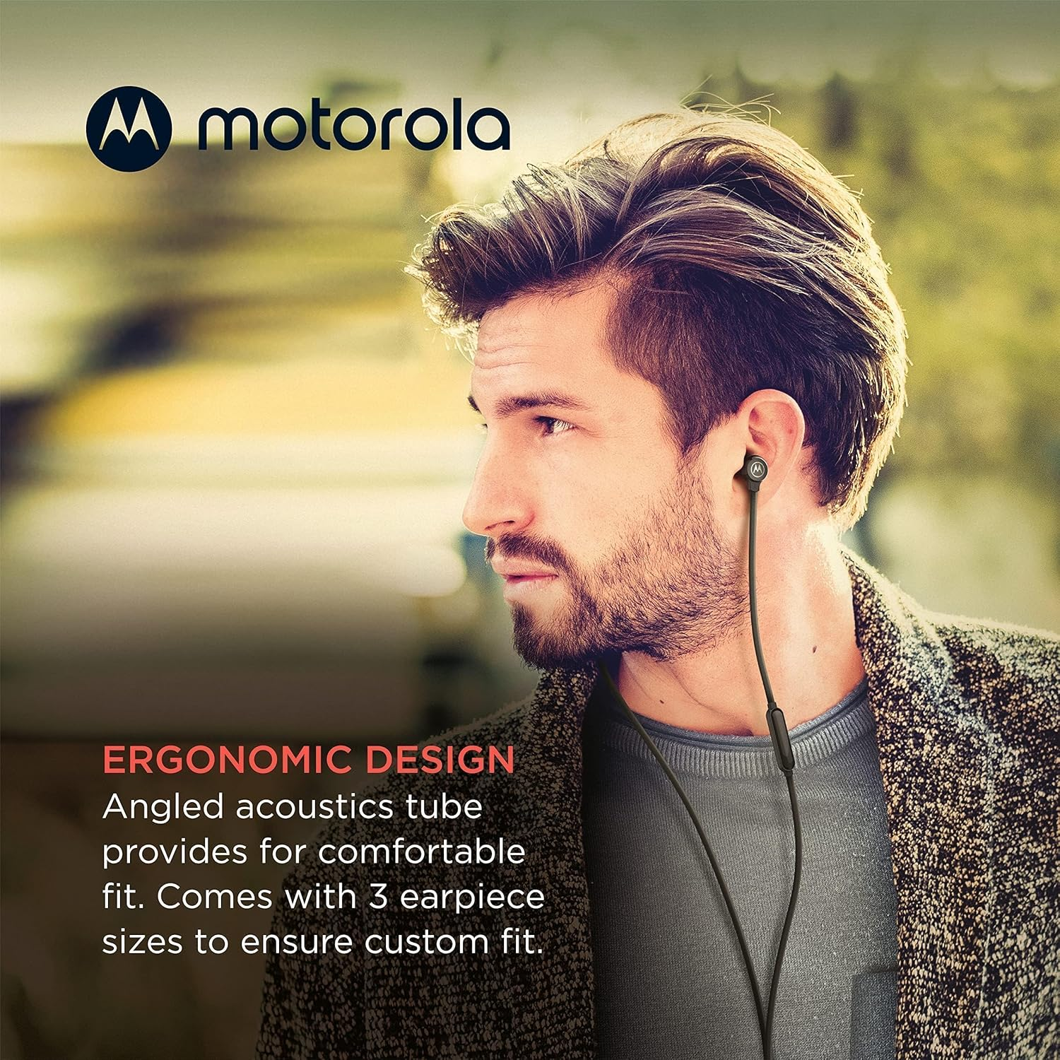 Motorola Sound Earbuds 3-S | In-Ear Headphones with Microphone | Anti-Tangle Cable, Deep Bass and Ergonomic Design with Comfort Fit | 3.5Mm | Black image number 2