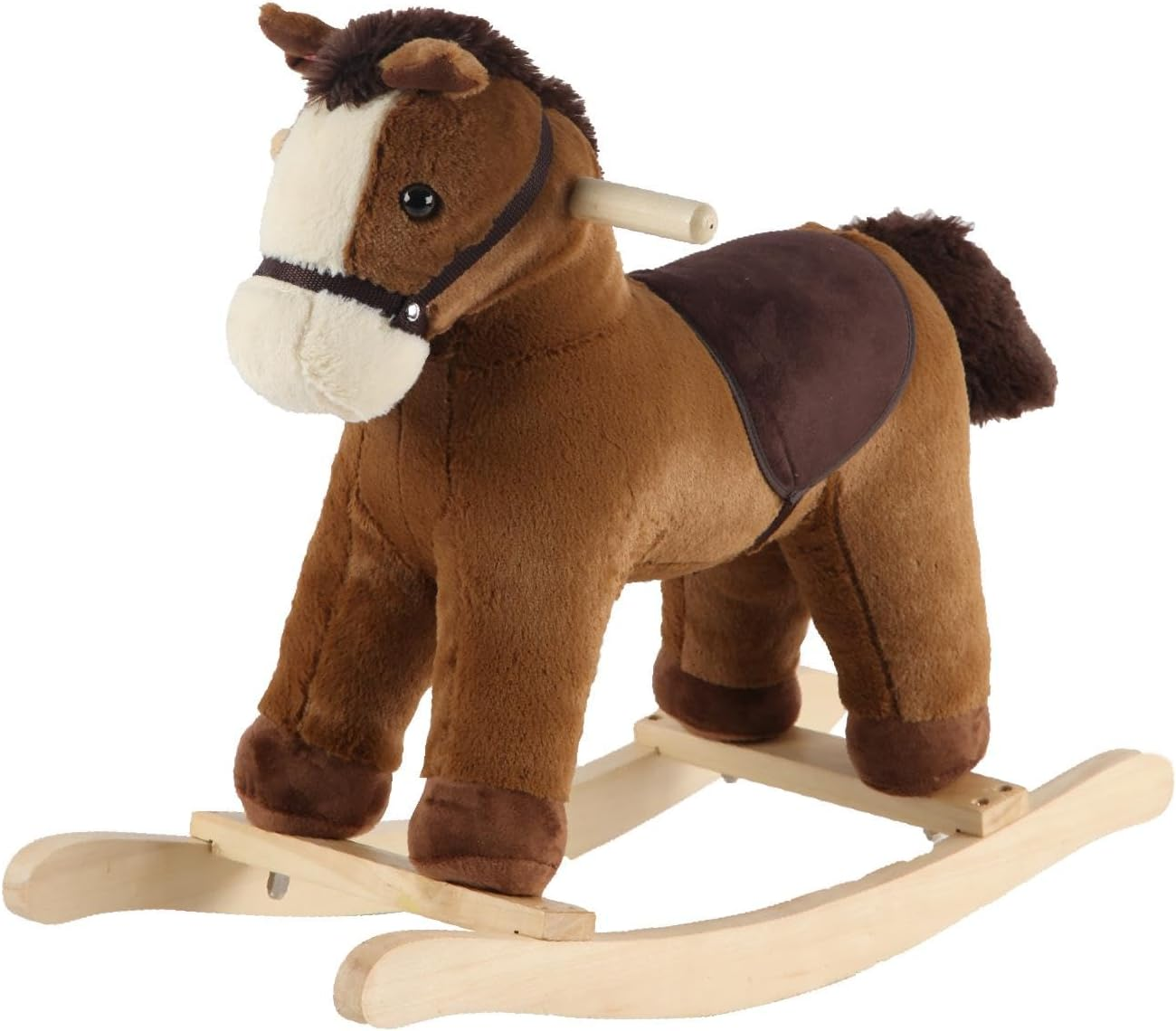 ROCK MY BABY Plush Rocking Horse, Soft Filling Ride on Pony, Rocking Animal, Stuffed Rocker for Kids 18 Months and up (Dark Brown) image number 2