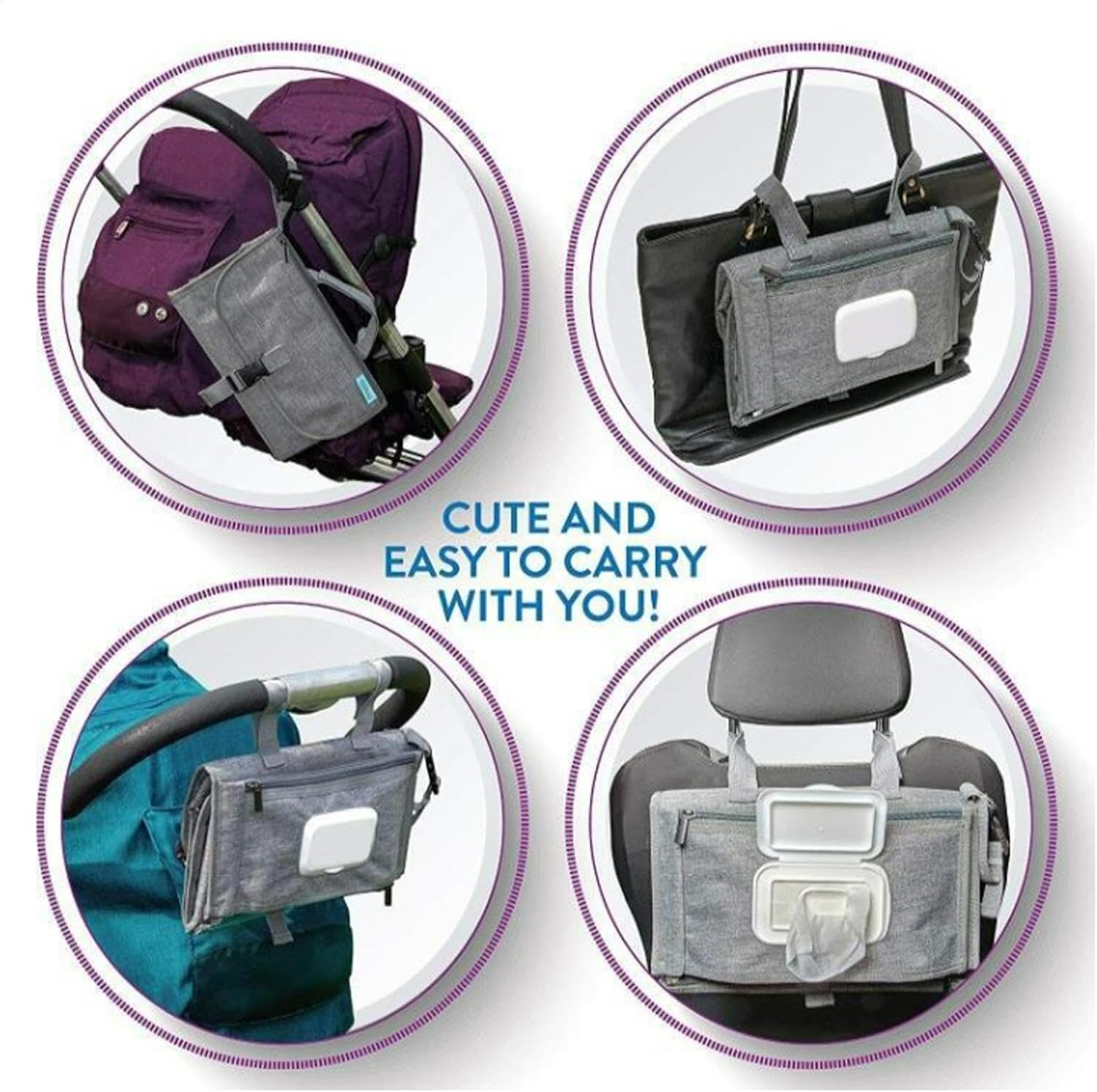 Portable Changing Pad, Outdoor Folding Diaper Changing Pad with Multiple Pockets, Reusable Compact Changing Station, Waterproof Changing Pad for Girls and Boys image number 1