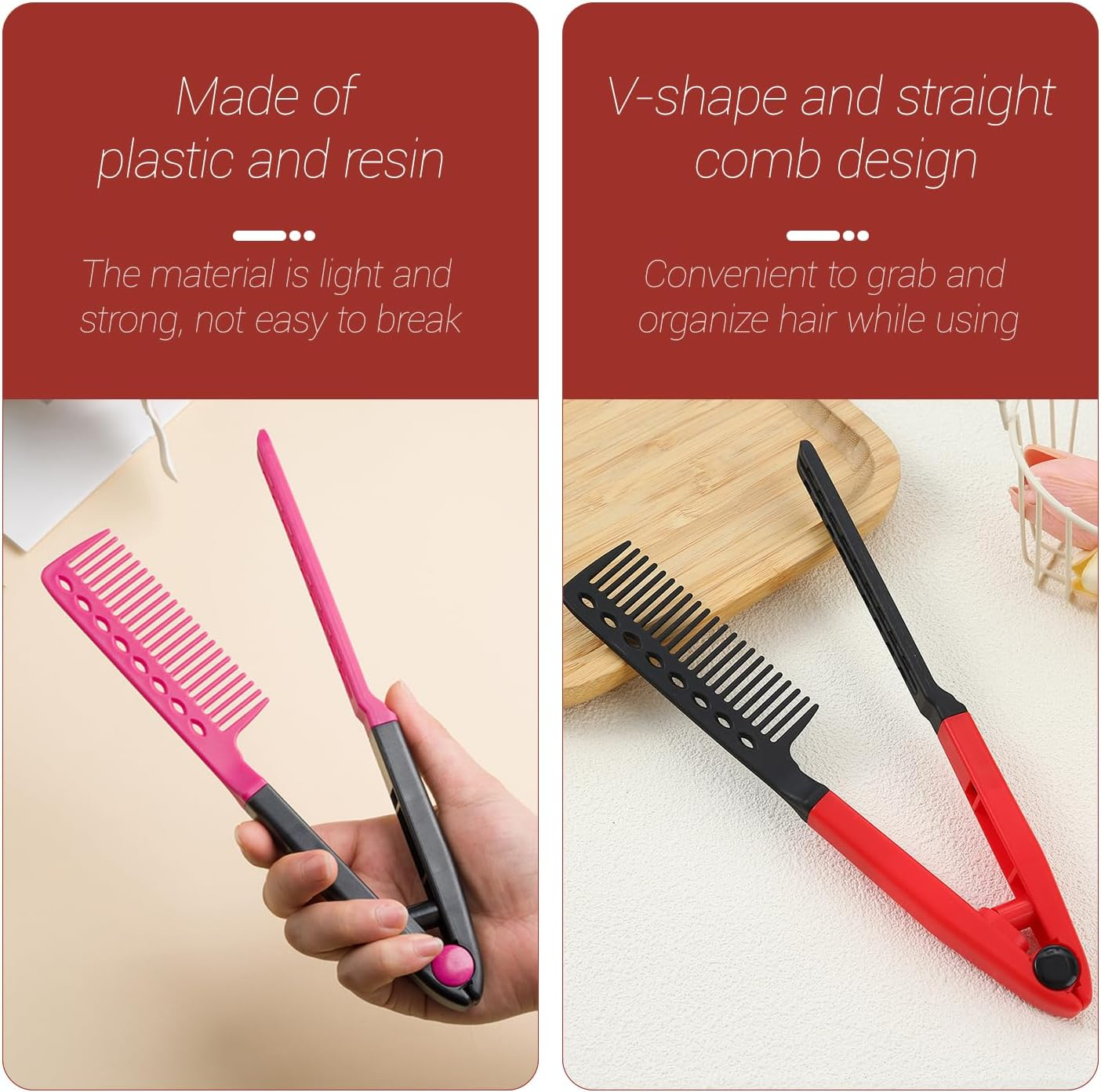 4 Pieces V Shape Straight Hair Comb, Hairstyle Finishing Tool, Fluffy Hair Root Artifact, Smooth Hair Rail Comb image number 4