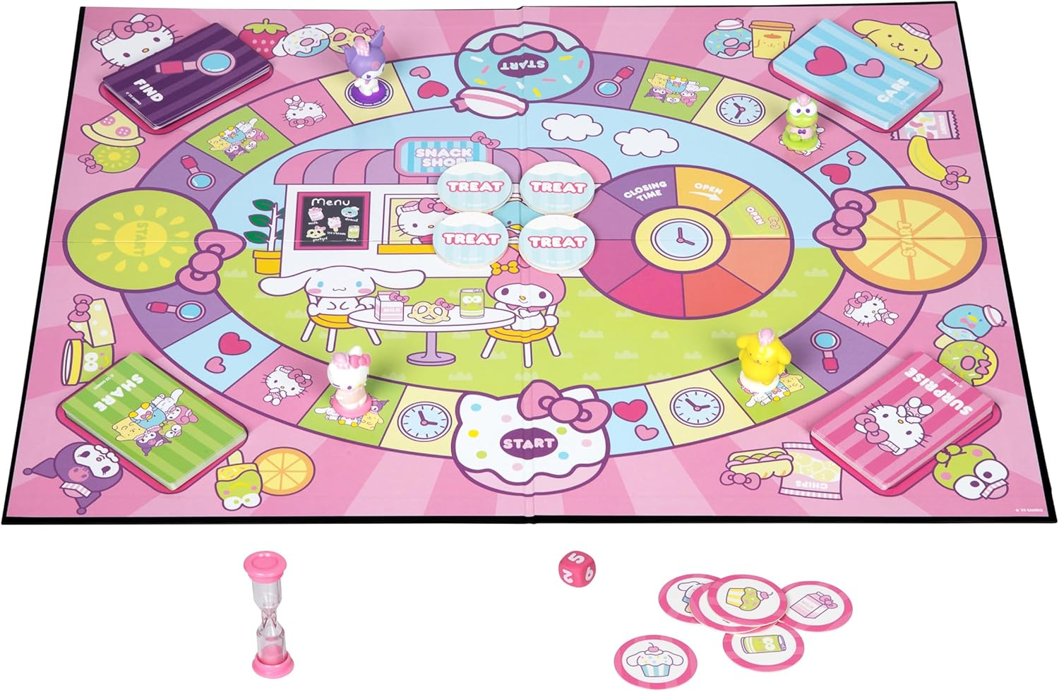 Hello Kitty and Friends Snack Shop Game, Fun Activity Game, Earn 12 Treats before the Snack Shop Closes to Win, Includes 4 Exclusive Hello Kitty Figures, Ages 6+ and 2-4 Players