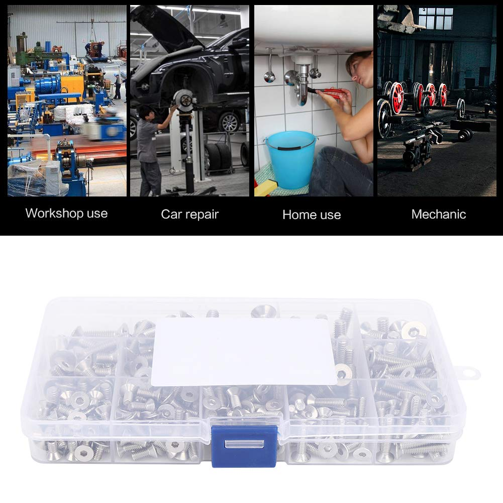 260 Pieces Flat Screw Set M4/M5/M6 Hex Socket Screw, 304 Stainless Steel Hex Socket Countersunk Head Screw for Electronics Industry image number 6