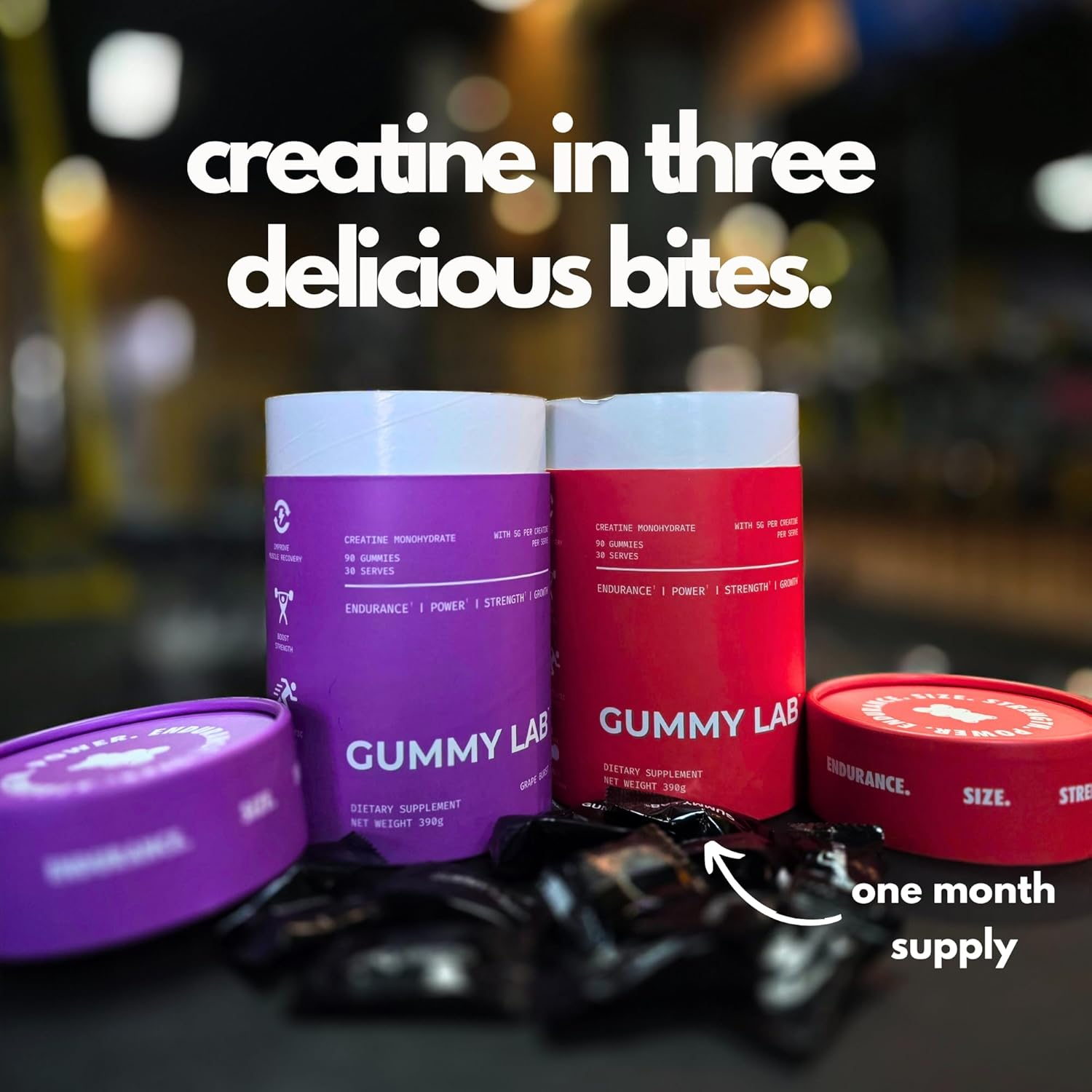 Creatine Monohydrate 5G Gummies Strawberry Flavour for Muscle Endurance, Growth and Power | Convenient Pre-Workout Supplement, 5000Mg per Serve, 90 Individually Wrapped Pieces, 30 Serves - the Gummy Lab image number 4