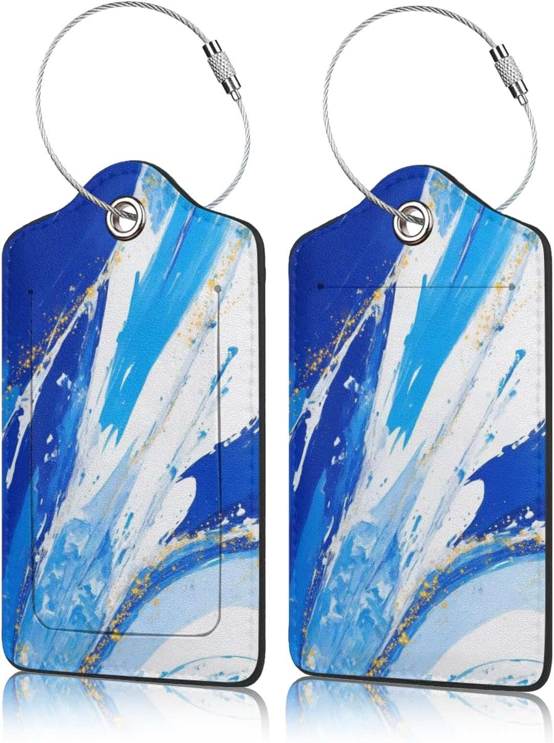 2 Pack Luggage Tag for Suitcase, Cute Leather Baggage Tag with Stainless Steel Loop Privacy Cover for Women Girls Bag Travel