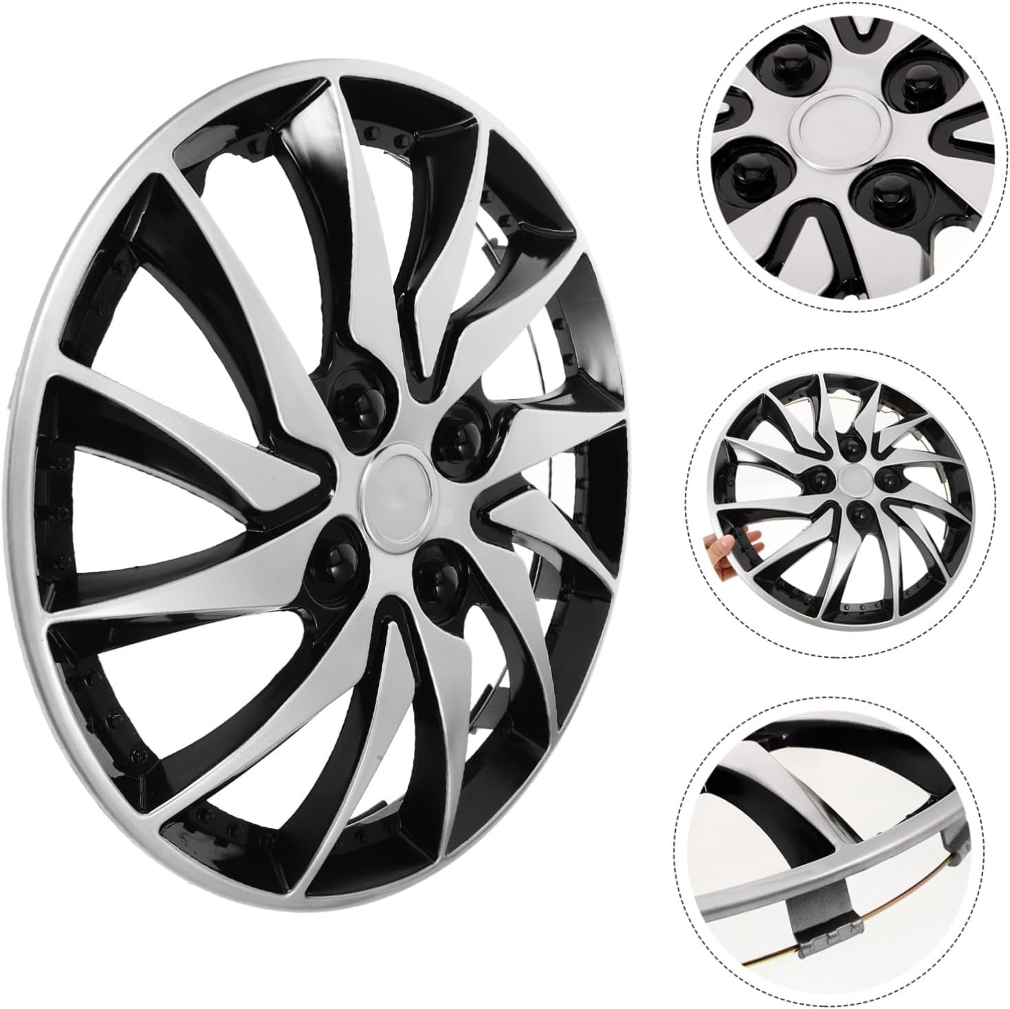 ZUNOXAZ Car Hubcap Decorative Wheel Hub Caps for Automotive Rim Protector Silver Car Accessories Exterior image number 5