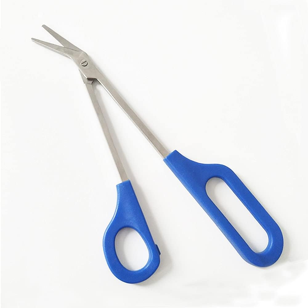 Long Handled Toenail Scissors & Easy Reach Long Handle Clippers for Thick Toe Nail with Glass Nail File