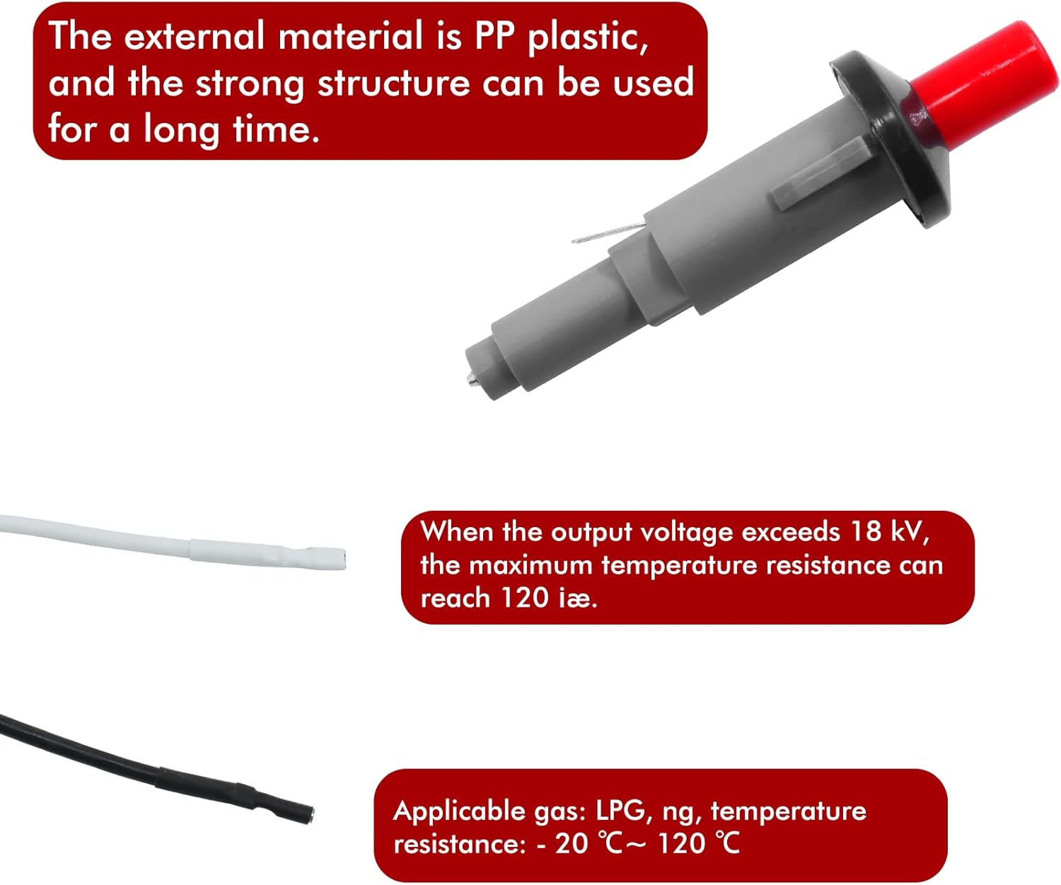 MENSI Piezo Igniter Assembly Kit for Weber Grill Model 7510, Spirit E-210, Spirit 500/700, Genesis E-310/E-320, Genesis Silver B/C, Genesis Gold B/C, Platinum B/C image number 1